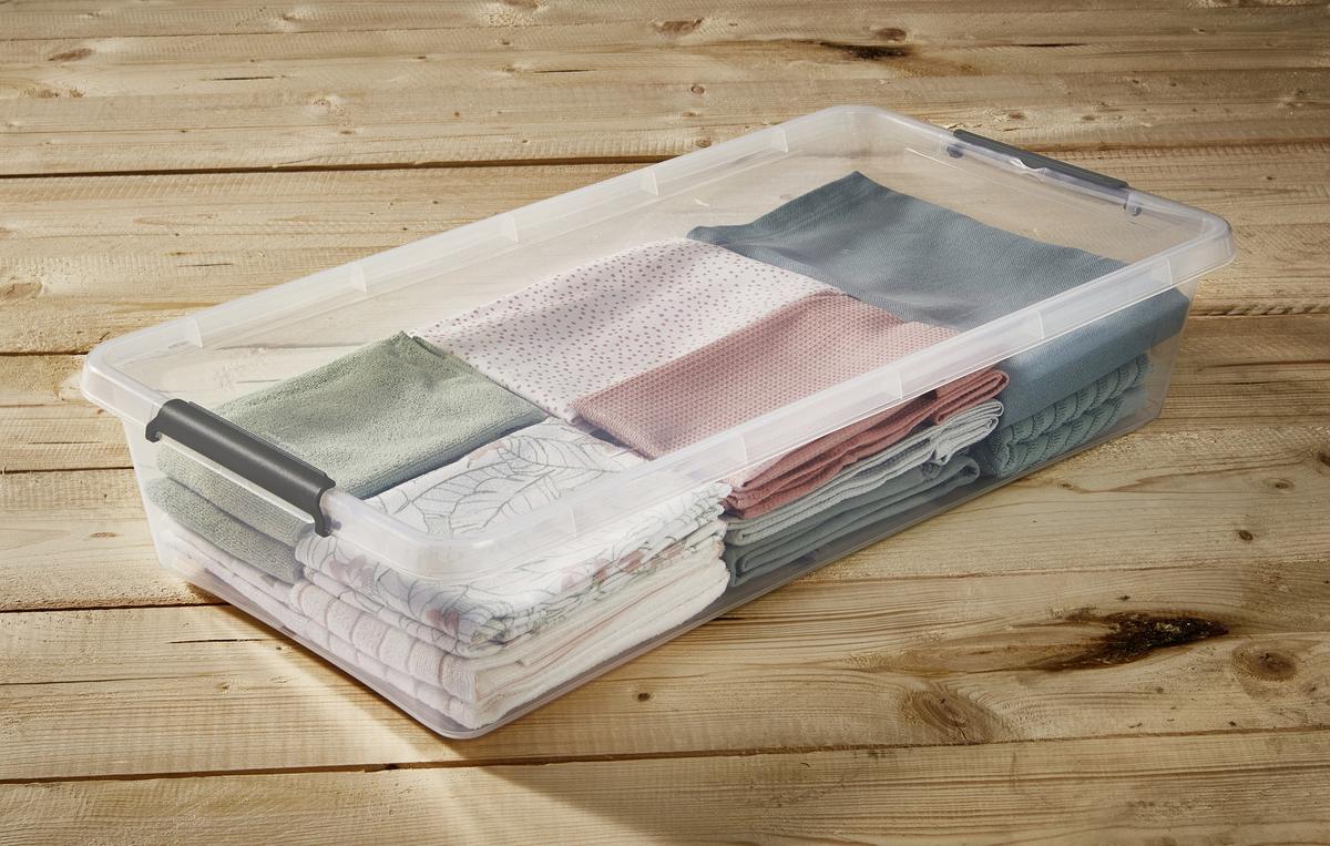 Unterbettroller mit Deckel Lars 35l, 76x39x16 cm - Transparent, Basics, Kunststoff (76/39/16cm) - Homezone