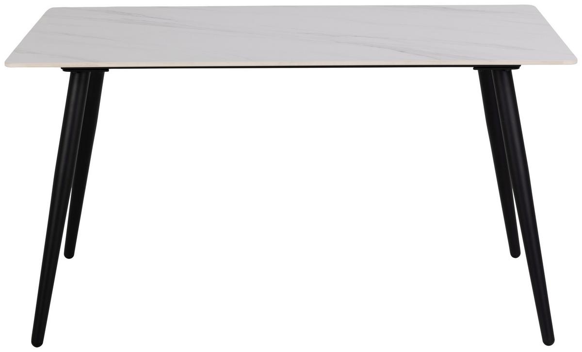 Esstisch Wicklow 140x80cm Keramik/Weiß - Schwarz/Weiß, MODERN, Keramik/Metall (140/80/75cm) - MID.YOU