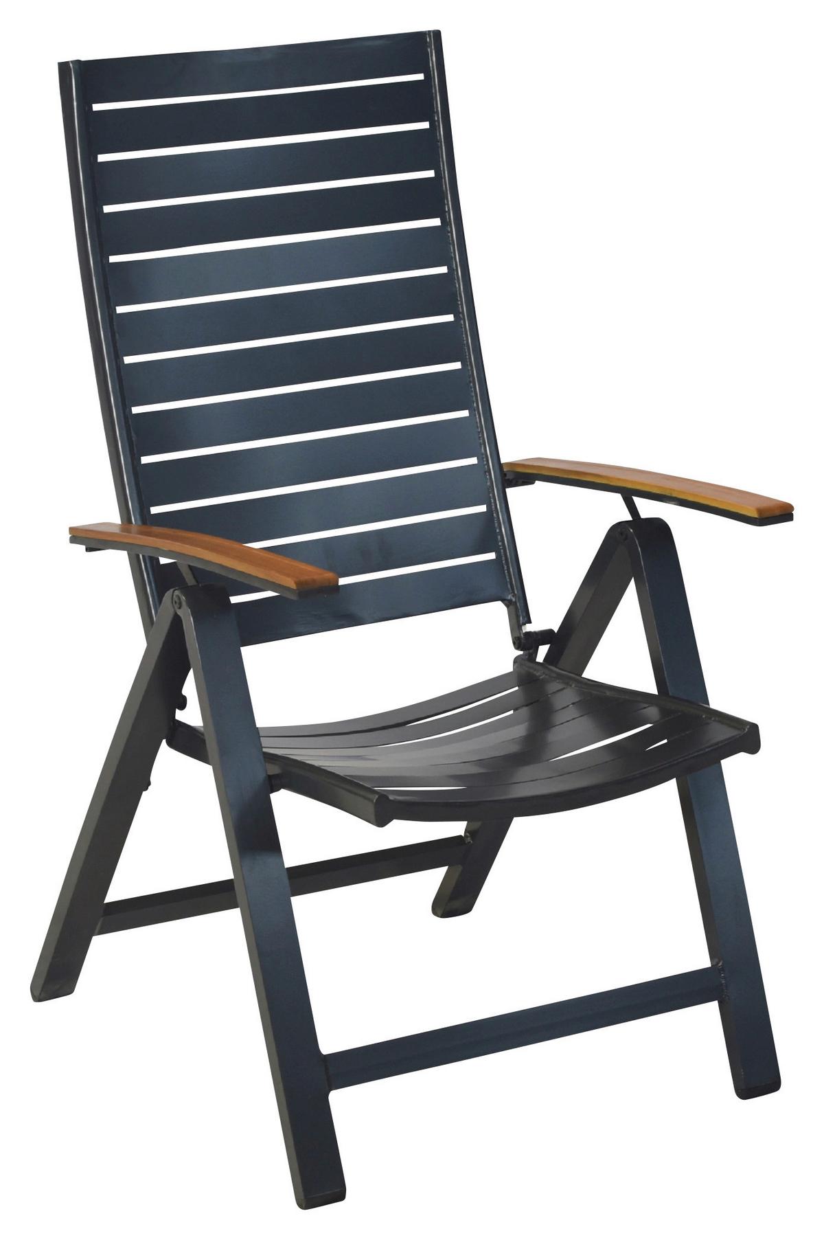 Gartengarnitur 9-Tlg. Astros Aluminium/Akazie mit Kissen - Graphitfarben/Naturfarben, MODERN, Holz/Kunststoff - Gardenson