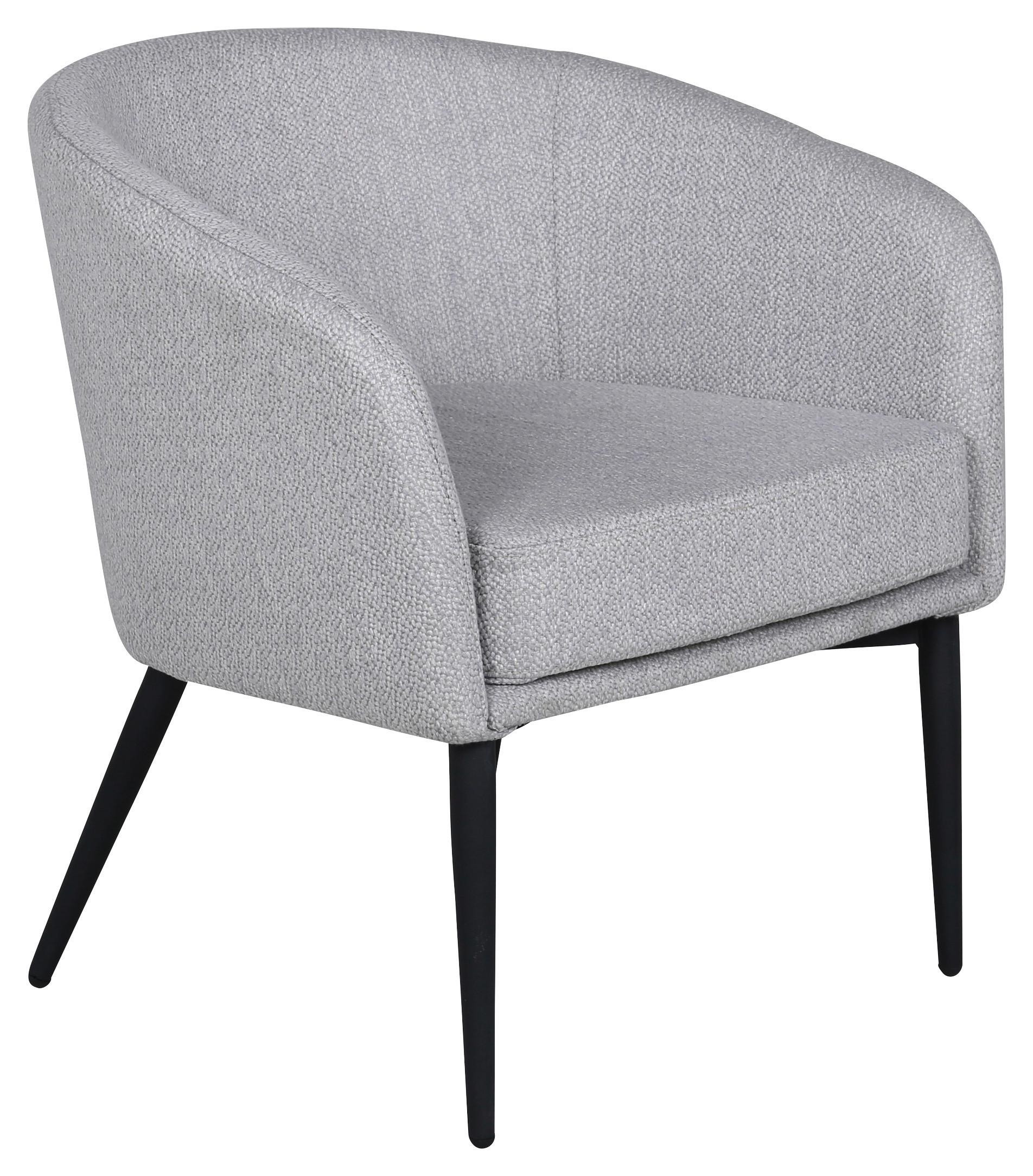 Sessel Fluffy - Schwarz/Grau, Design, Textil/Metall (83/70/64cm) - Livetastic
