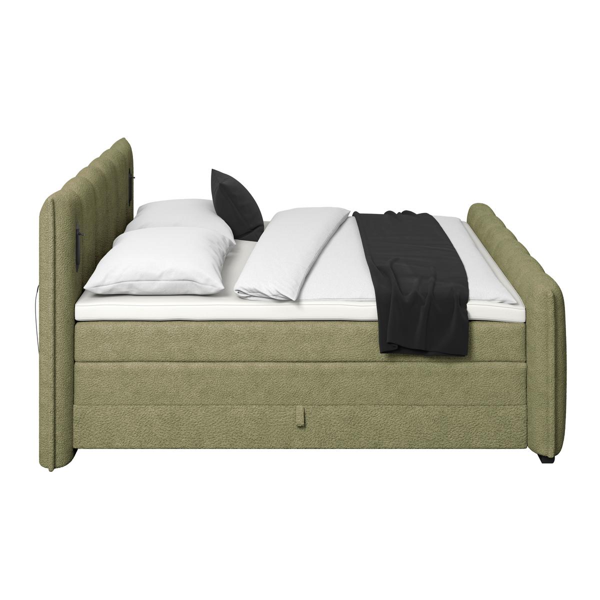 Boxspringbett Elysia inkl. Bettkasten 200x200 - Schwarz/Grün, Trend, Holz/Holzwerkstoff (200cm) - Luca Bessoni