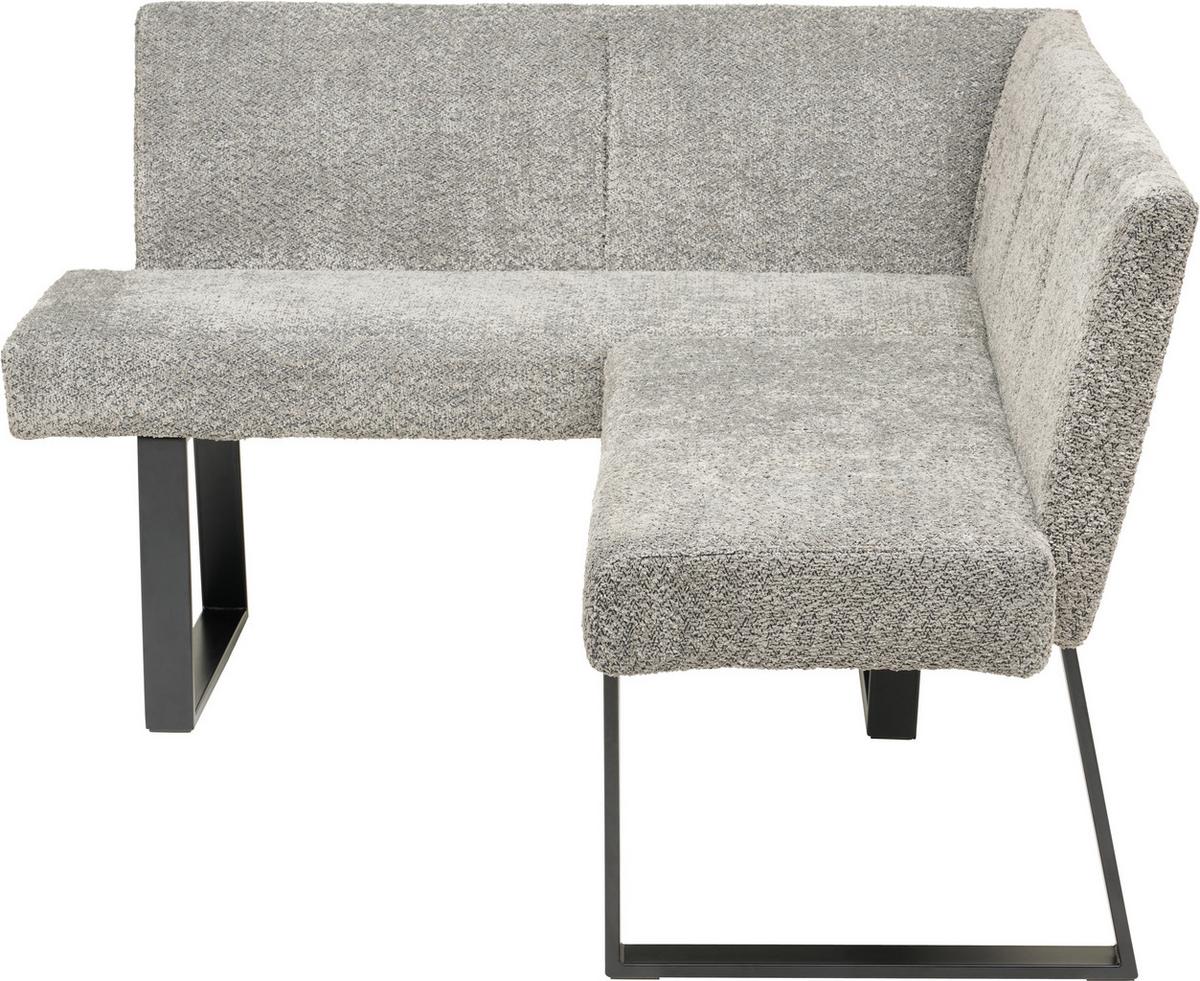 Eckbank Terri Grau, Ca. 132x163cm - Schwarz/Grau, KONVENTIONELL, Textil/Metall (130/160cm) - MID.YOU