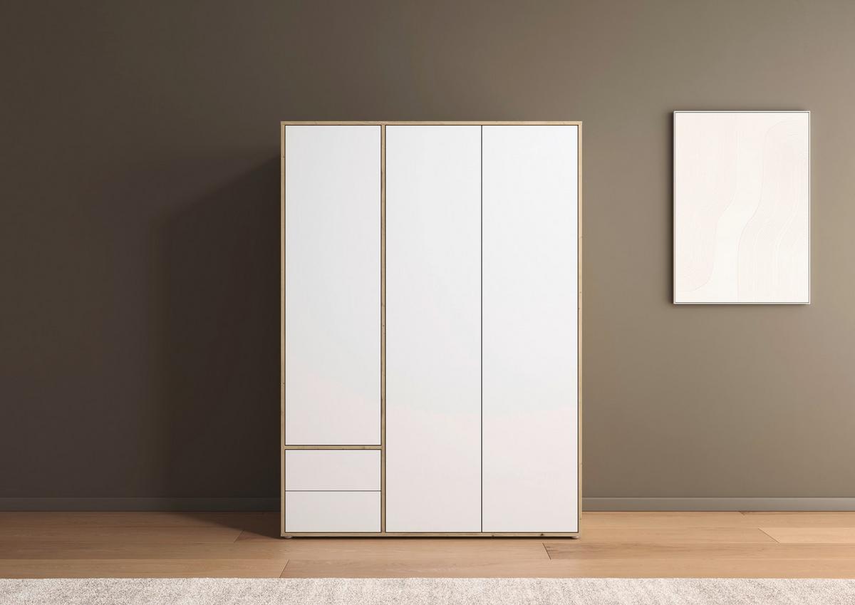 Drehtürenschrank Nabila Weiß Eiche Artisan Dek. - Weiß/Eiche Artisan, MODERN, Holzwerkstoff (140/194/53cm) - Rauch Möbel