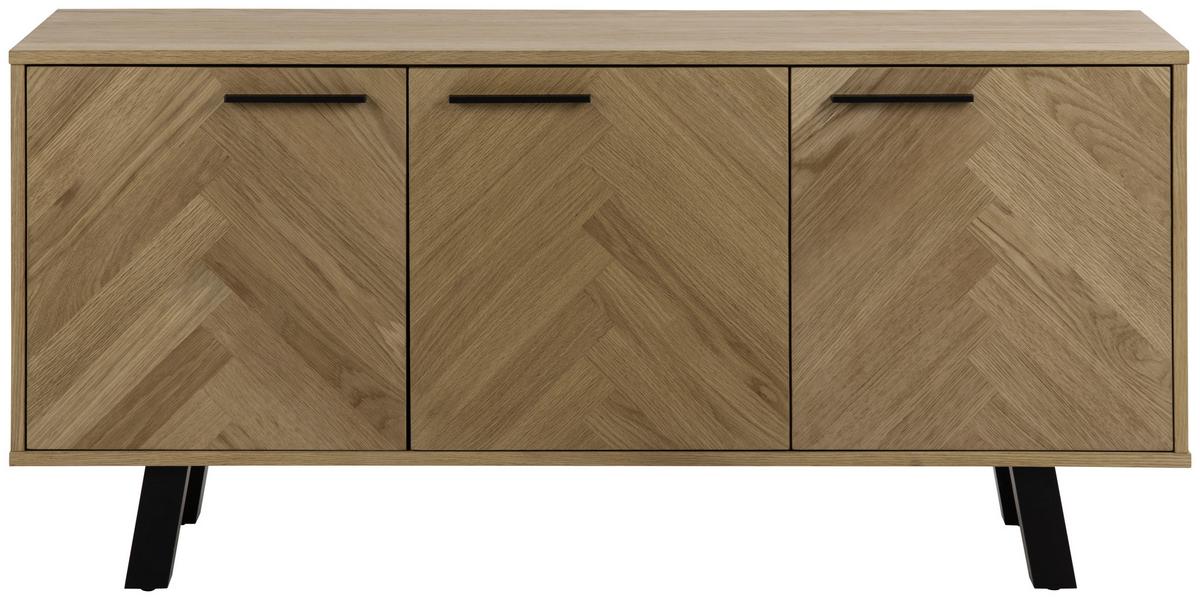 Sideboard Brighton B: 150 cm Eiche Dekor 3-Türig - Eichefarben/Schwarz, KONVENTIONELL, Holzwerkstoff (150/71/40cm) - MID.YOU