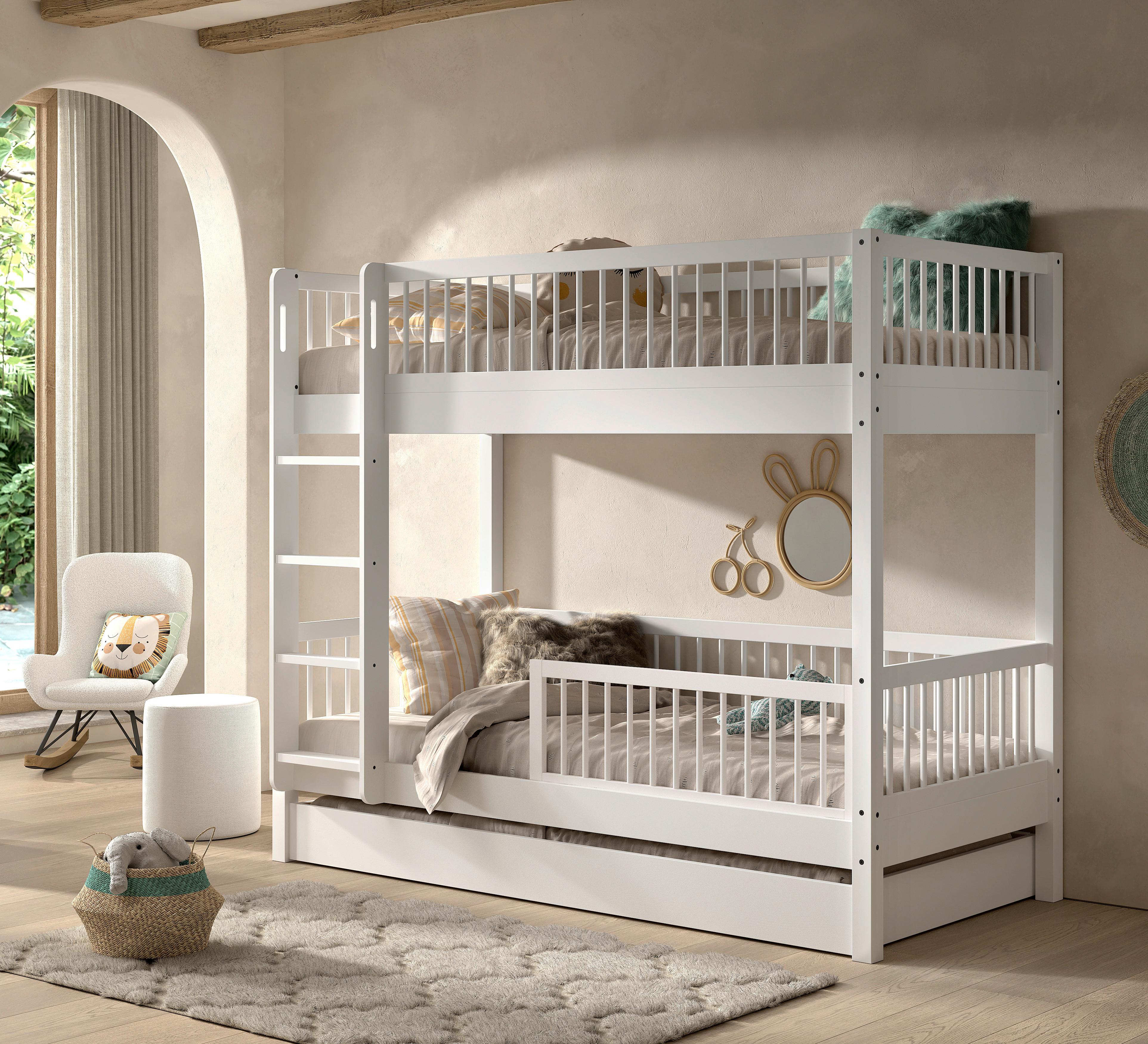 ETAGENBETT Forrest Weiß 90x200cm - Weiß, MODERN, Holz (90/200cm) - Vipack