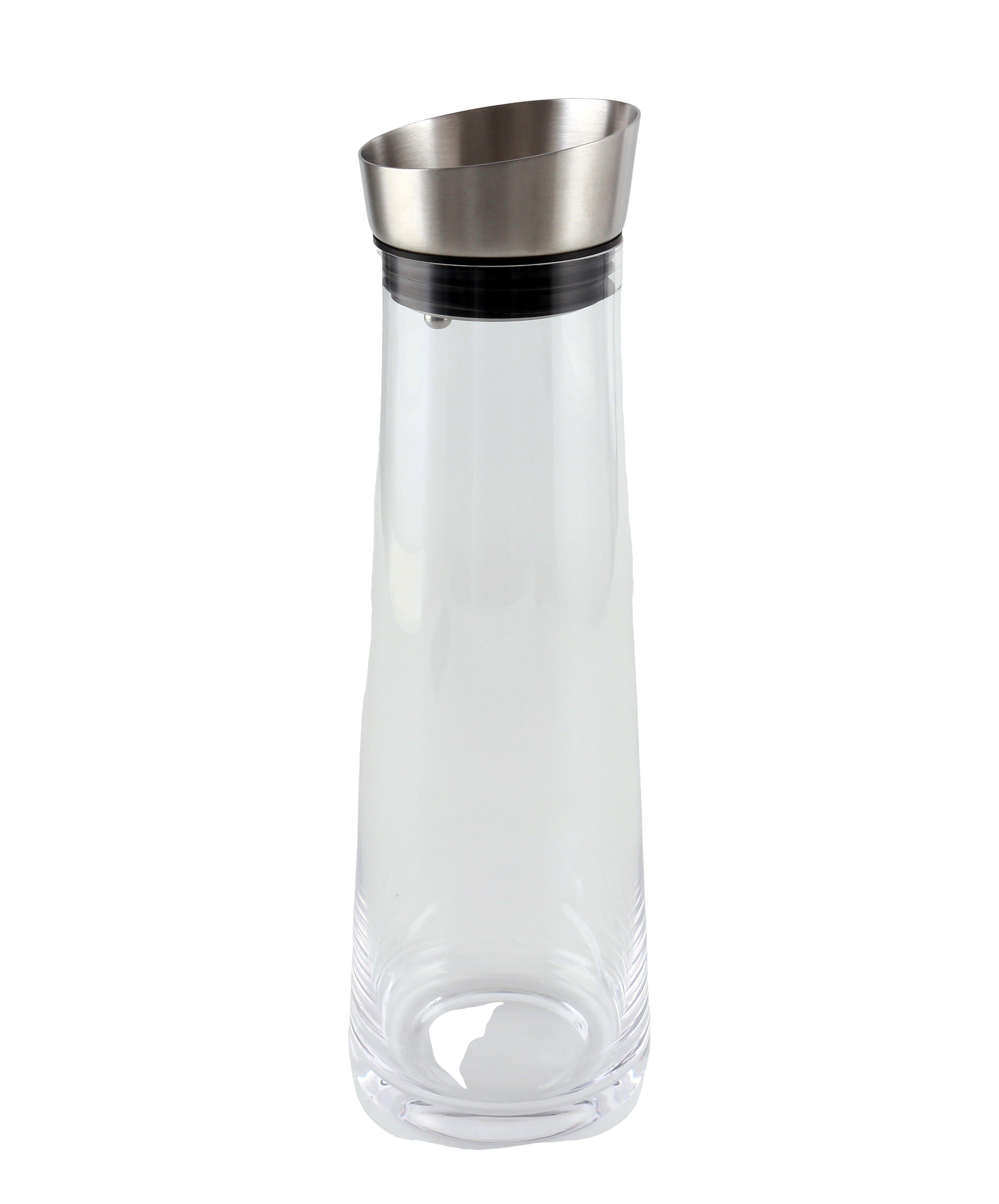 Glaskrug Tyra mit Deckel, ca. 1,2 L - Klar/Edelstahlfarben, MODERN, Glas/Kunststoff (1,2l) - Luca Bessoni