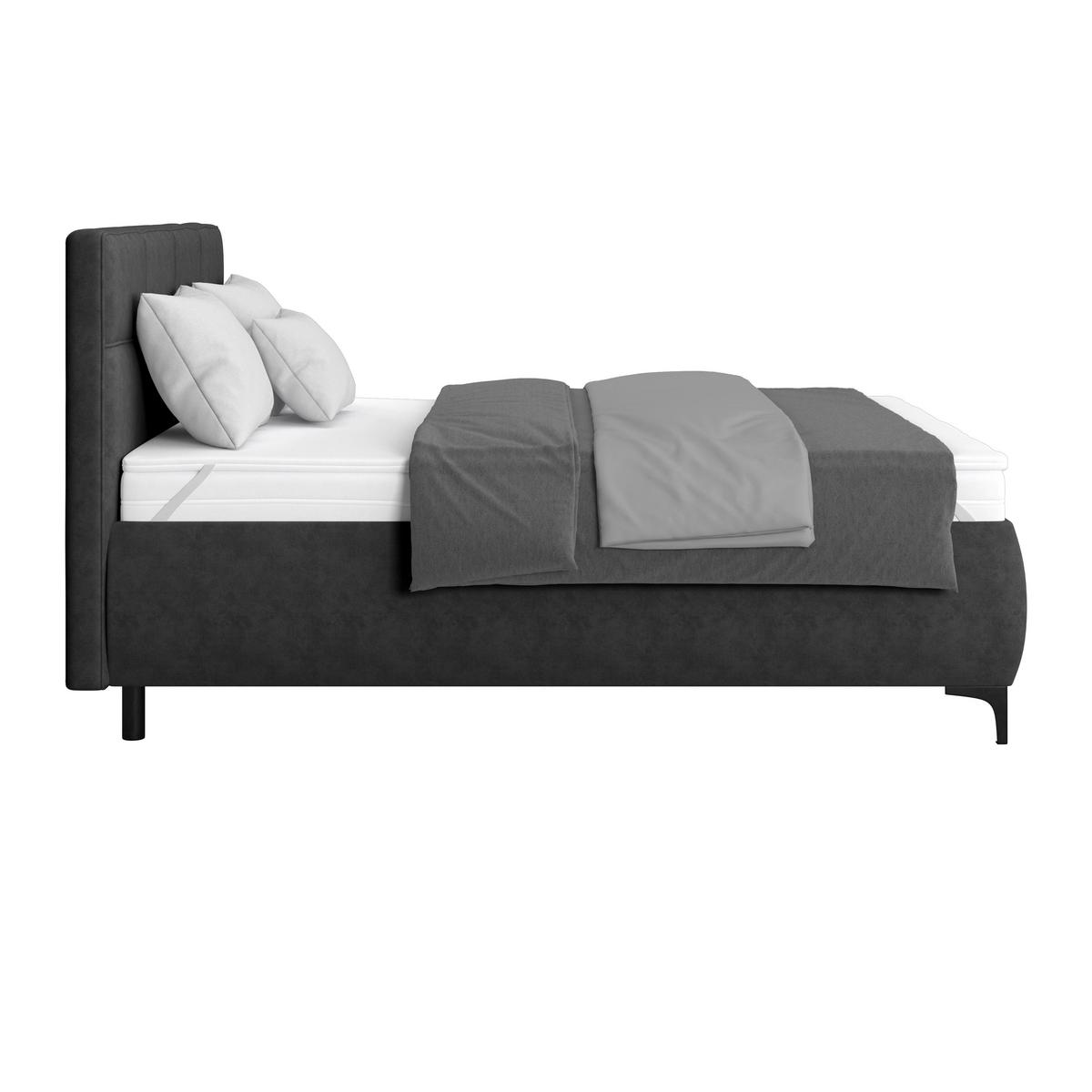 Polsterbett Zeni 140 - Anthrazit/Schwarz, KONVENTIONELL, Holz/Textil (140/200cm)