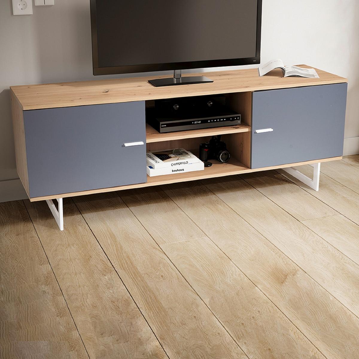 NÍZKA KOMODA WL6.824 - sivá/farba duba, Design, kov/kompozitné drevo (150/55/40cm) - Livetastic