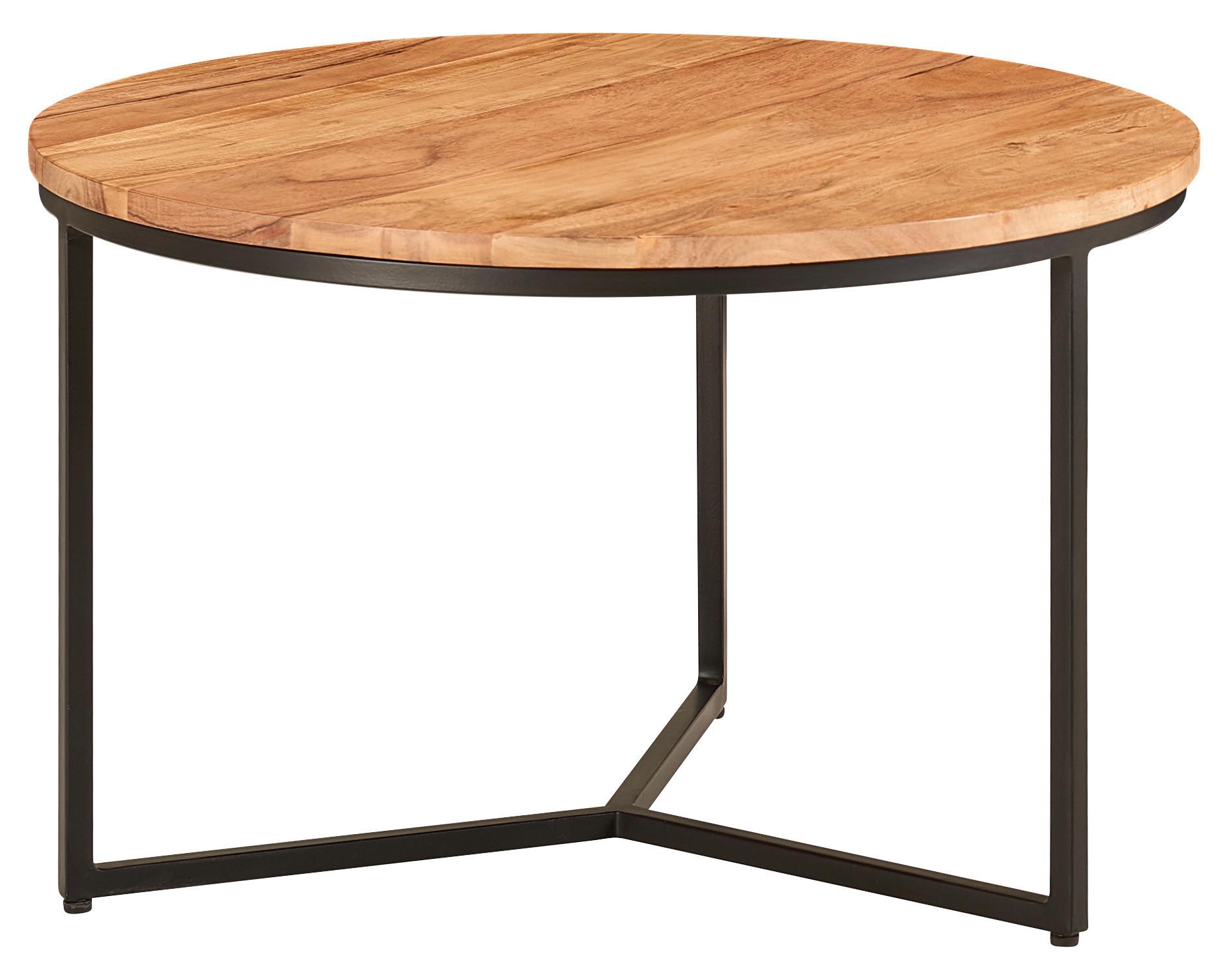 Konferenčný stolík farby akácie - čierna/farba akácie, Modern, kov/drevo (60/60/38cm) - MID.YOU