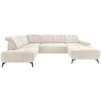 Ecksofa, Sitzvorzug Elektrisch Sano, Creme, 200x337x180 Cm - Creme/Schwarz, MODERN, Textil (200/337/180cm) - Livetastic