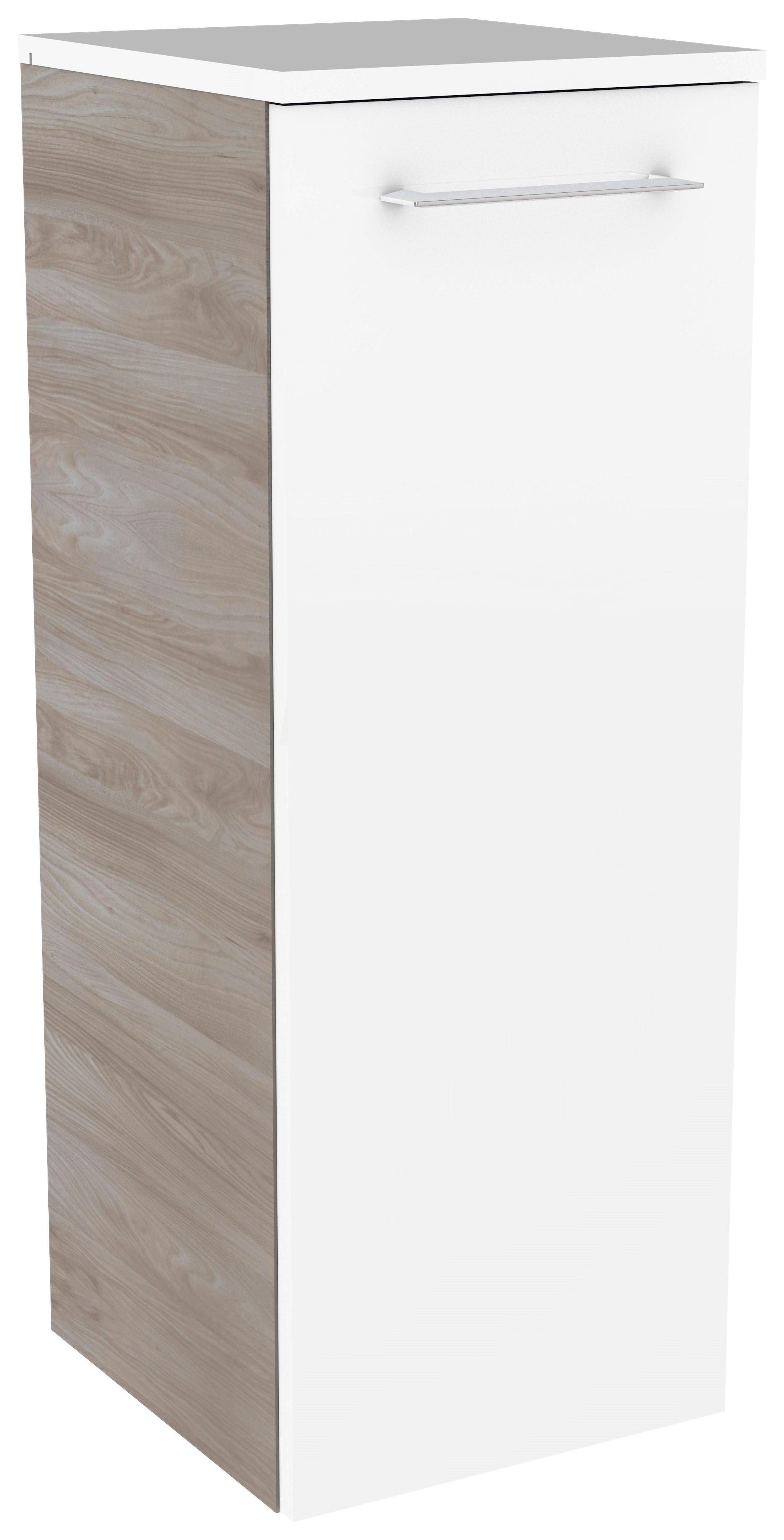 Midischrank m. Türdämpfung Lima 30,5cm, Weiß/Esche Dekor