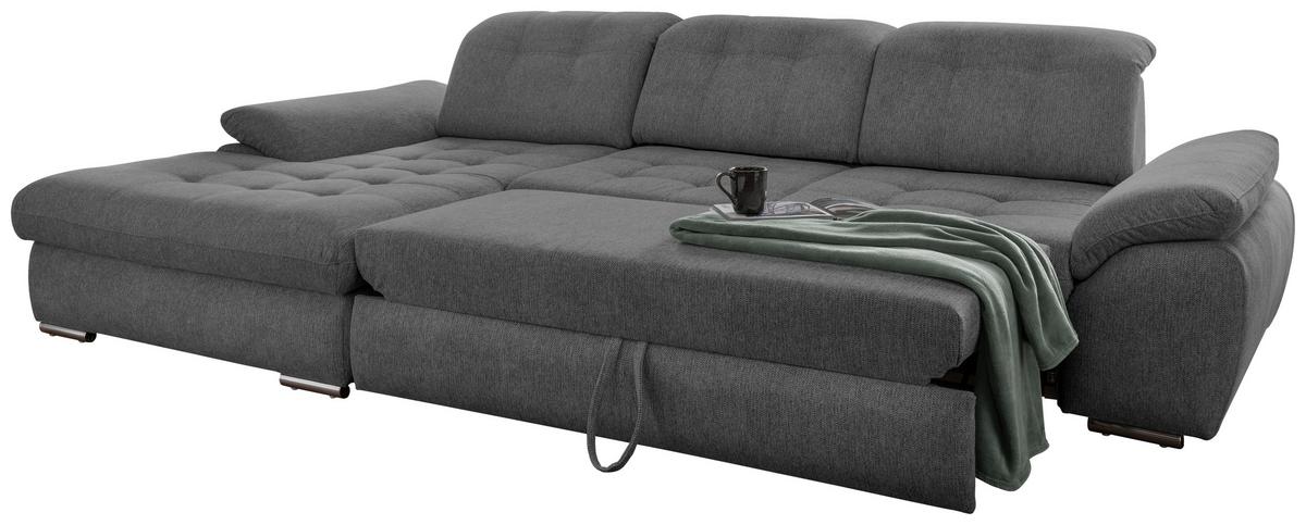 Ecksofa Mit Bettkasten Rigatti Graubraun S: 184x314cm - Chromfarben/Graubraun, MODERN, Textil (184/314cm) - Livetastic