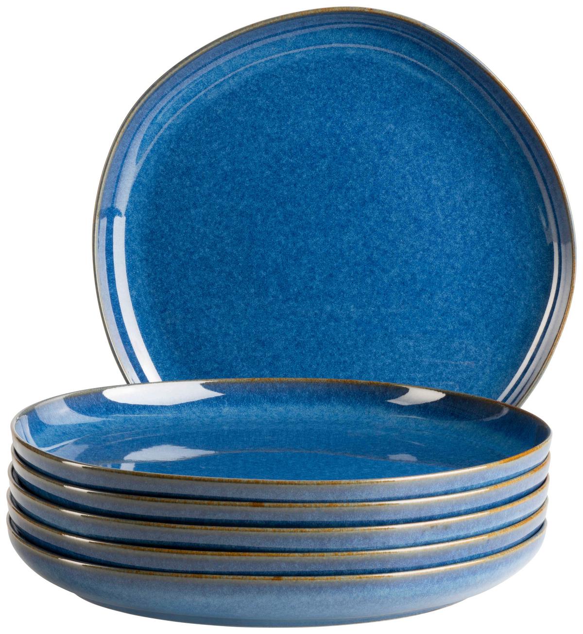 Tellerset Cordelia Blau, 6-Teilig - Blau, Trend, Keramik (27cm) - Mäser