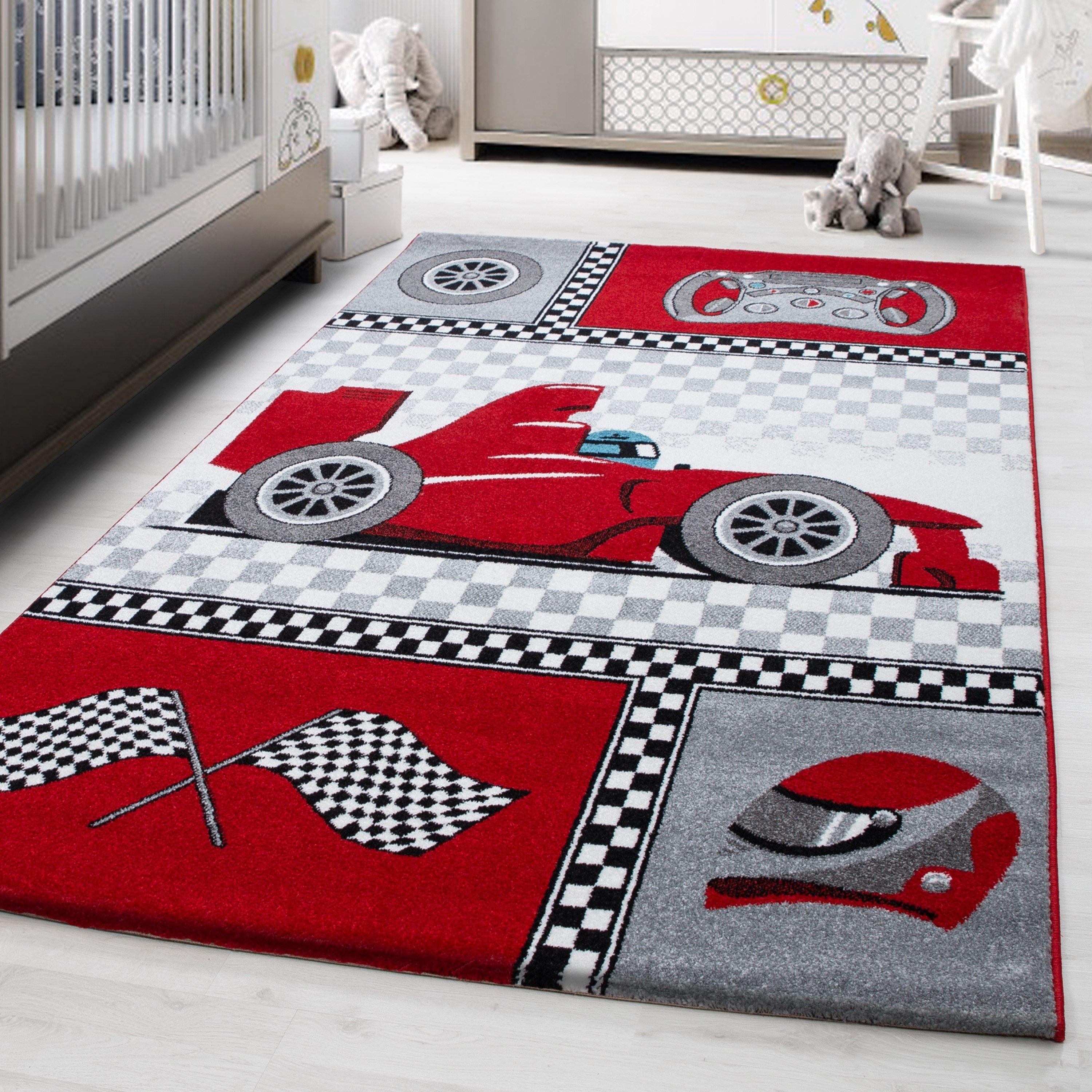 Kinderteppich Fahrzeug Rot Kids 120x170 cm - Rot, Trend, Textil (120/170cm)