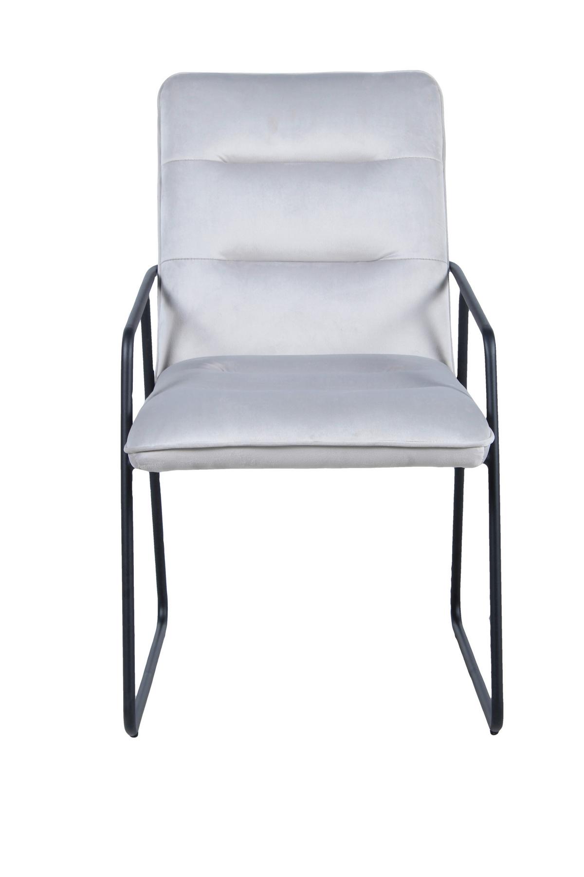 Armlehnstuhl-set Samt Hellgrau, B: 52cm - Hellgrau/Schwarz, Design, Textil/Metall (52/88/66cm) - Livetastic