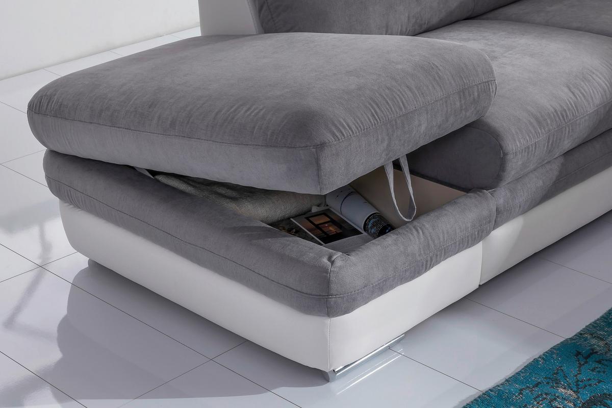 Wohnlandschaft In L-Form Nardo 221x264 cm - Chromfarben/Dunkelgrau, MODERN, Textil (221/264cm) - MID.YOU