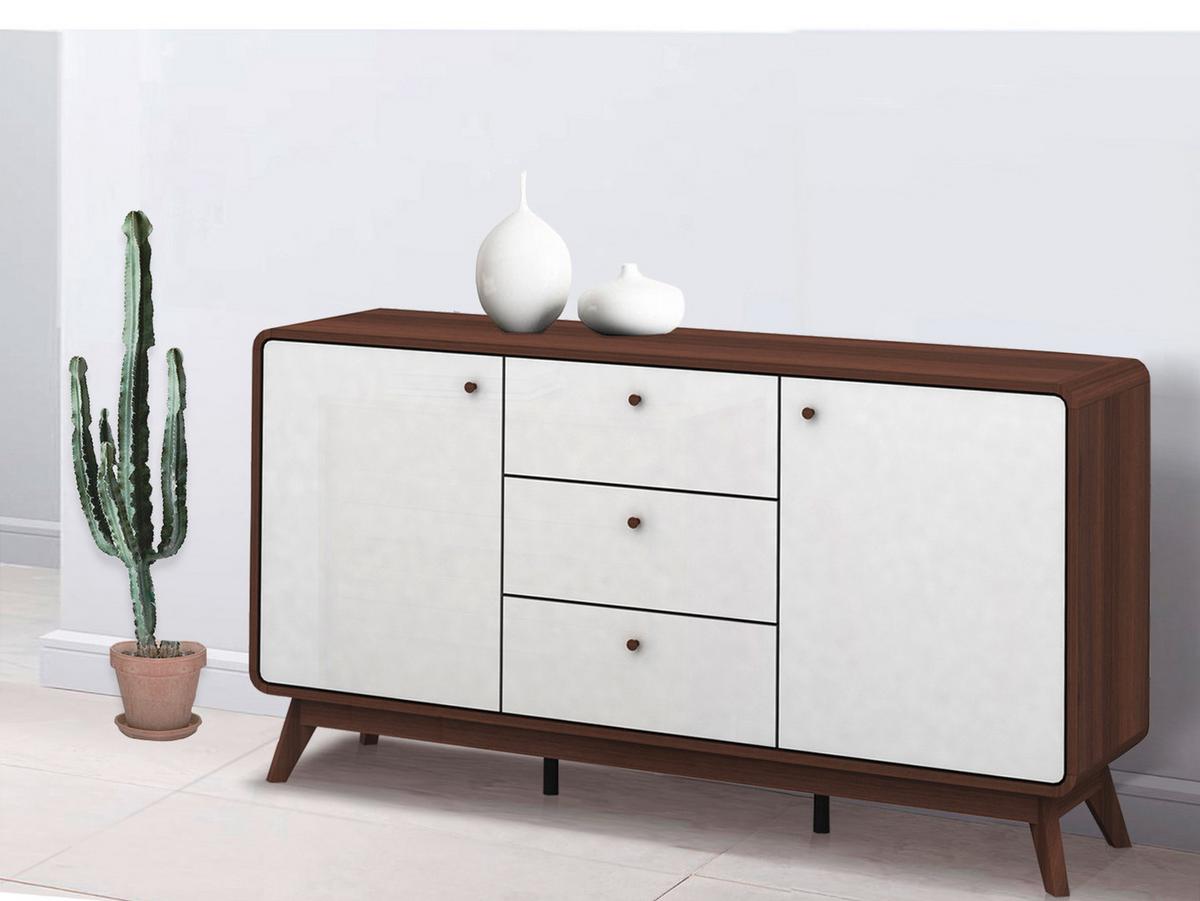 Siedeboard Cassie Weiß Eiche Dekor B: 140 cm - Walnussfarben/Weiß, Design, Holz/Holzwerkstoff (140/75/39cm) - MID.YOU