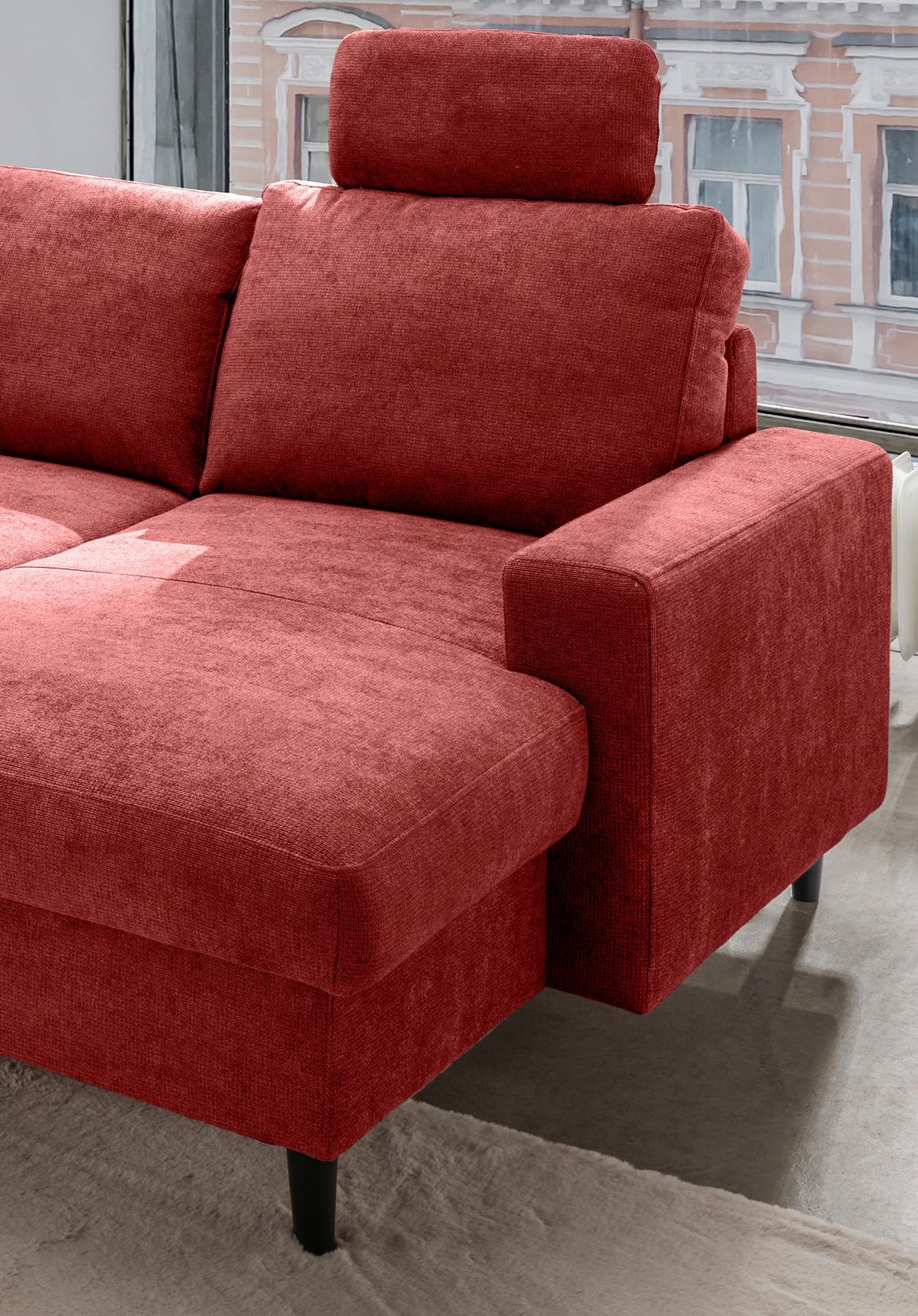Wohnlandschaft Passione Rot U: 200x305x153 cm - Rot/Schwarz, MODERN, Textil (200/305/153cm) - Livetastic