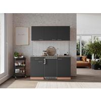 Küchenzeile mit Geräten 150 cm Grau/Buche Dekor - Buchefarben/Grau, KONVENTIONELL, Holzwerkstoff (150cm) - Respekta