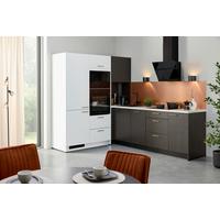 Eckküche Star/stripe - Weiß Hochglanz/Dunkelbraun, Design, Holzwerkstoff (188,3/266,6cm) - Express-Kuechen