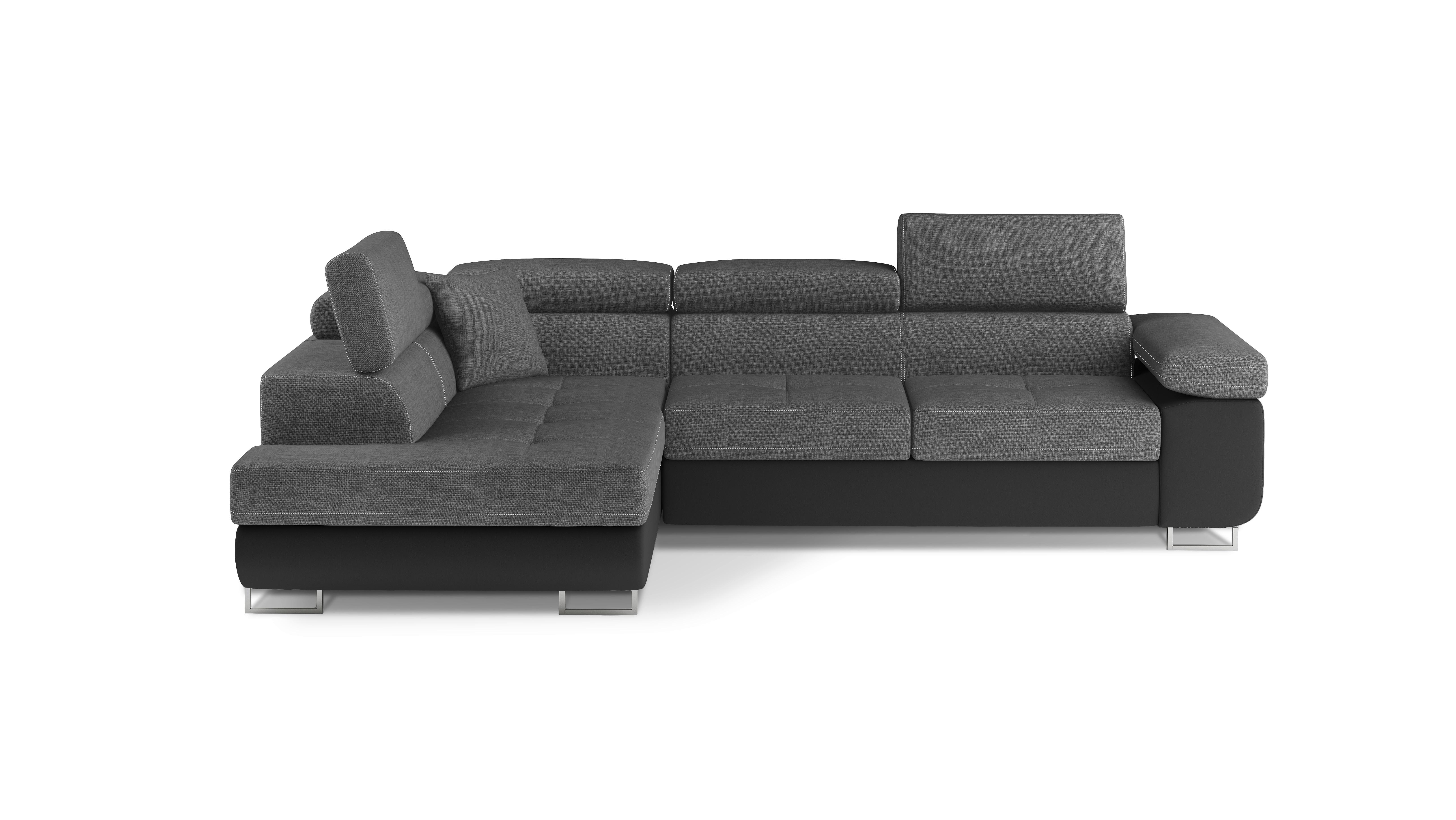 Ecksofa Anton Grau/Schwarz S:203x272cm - Chromfarben/Schwarz, Design, Textil (203/272cm) - MID.YOU