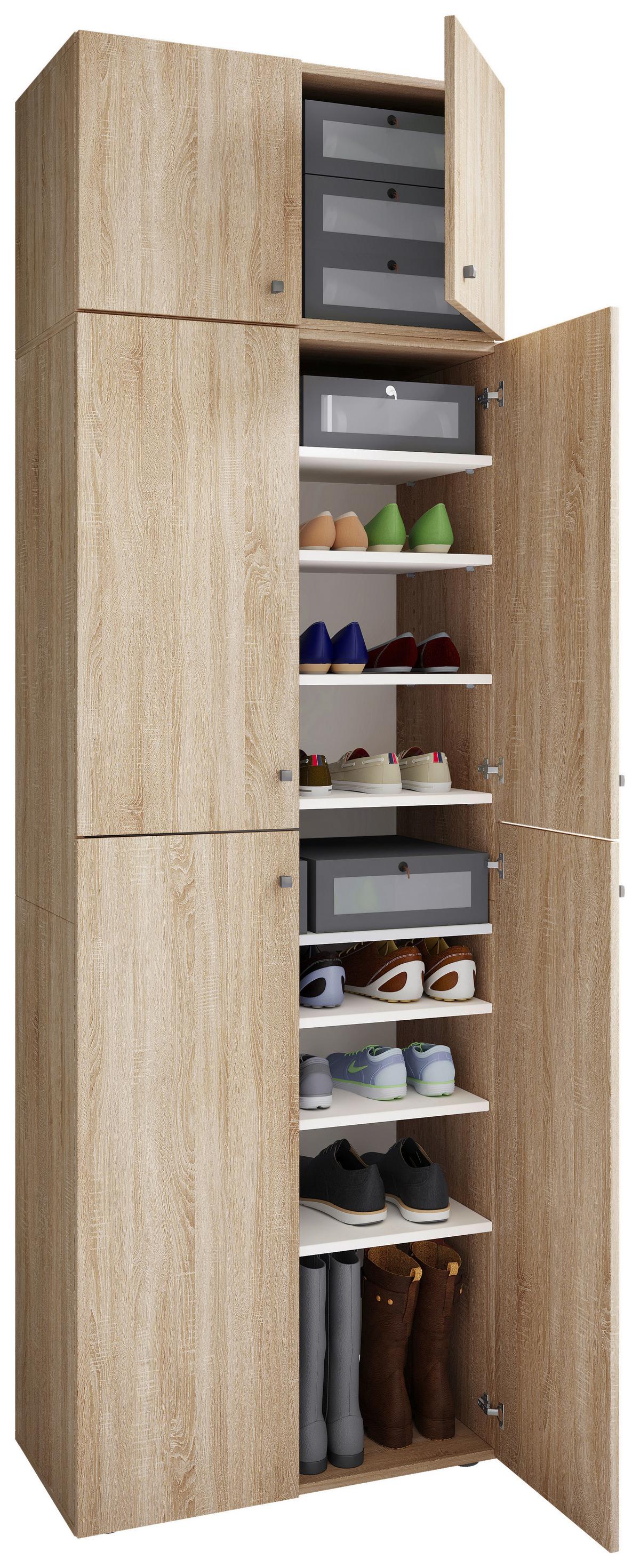 Schuhschrank Lona XXL Sonoma Eiche Dekor B: 70 cm - Schwarz/Sonoma Eiche, MODERN, Holzwerkstoff (70/223/39cm) - MID.YOU