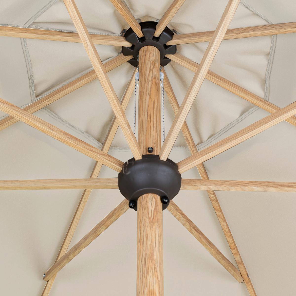 Sonnenschirm Rund, Ø 350 cm, mit Kurbel - Eschefarben/Naturfarben, Design, Textil/Metall (350/350cm) - Doppler