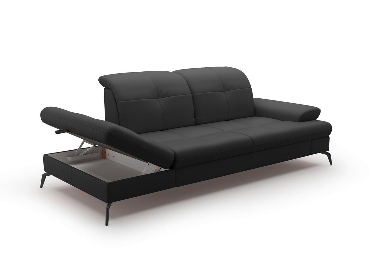 Récamiere Amica E, Schwarz B: 231 Cm - Schwarz, KONVENTIONELL, Leder (231/90/122cm) - Sit & More