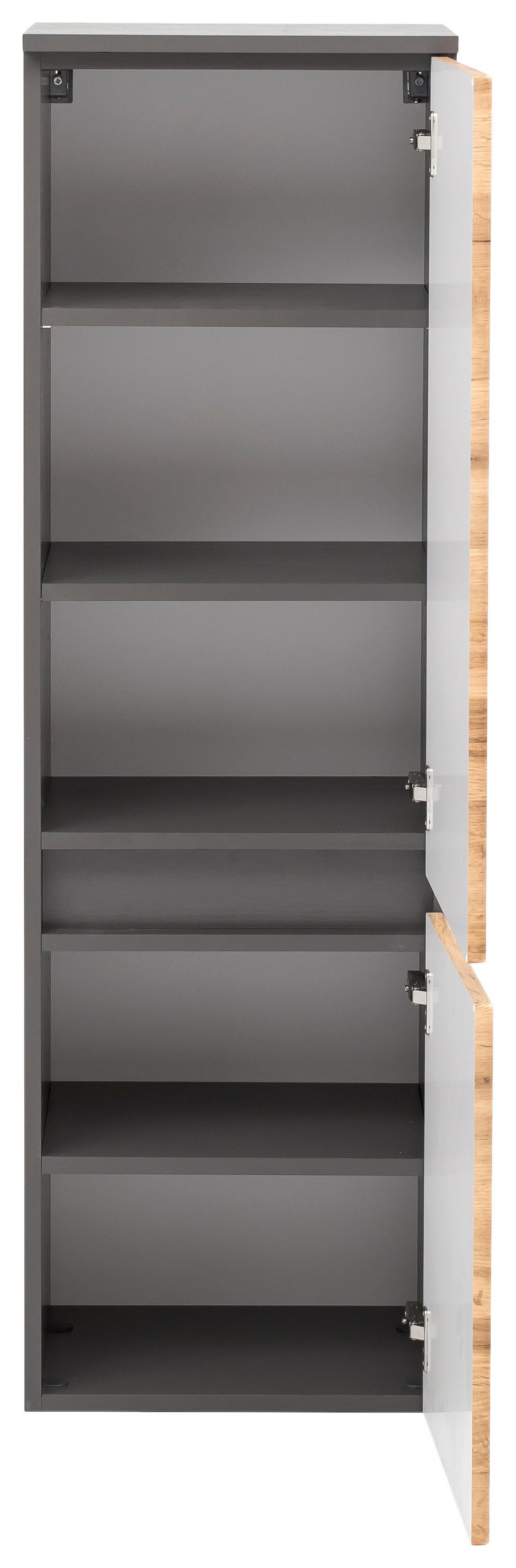 Mididschrank Kopenhagen B: 40 cm Grau/Eiche Dekor - Eichefarben/Silberfarben, KONVENTIONELL, Holzwerkstoff (40/130/35cm) - Held