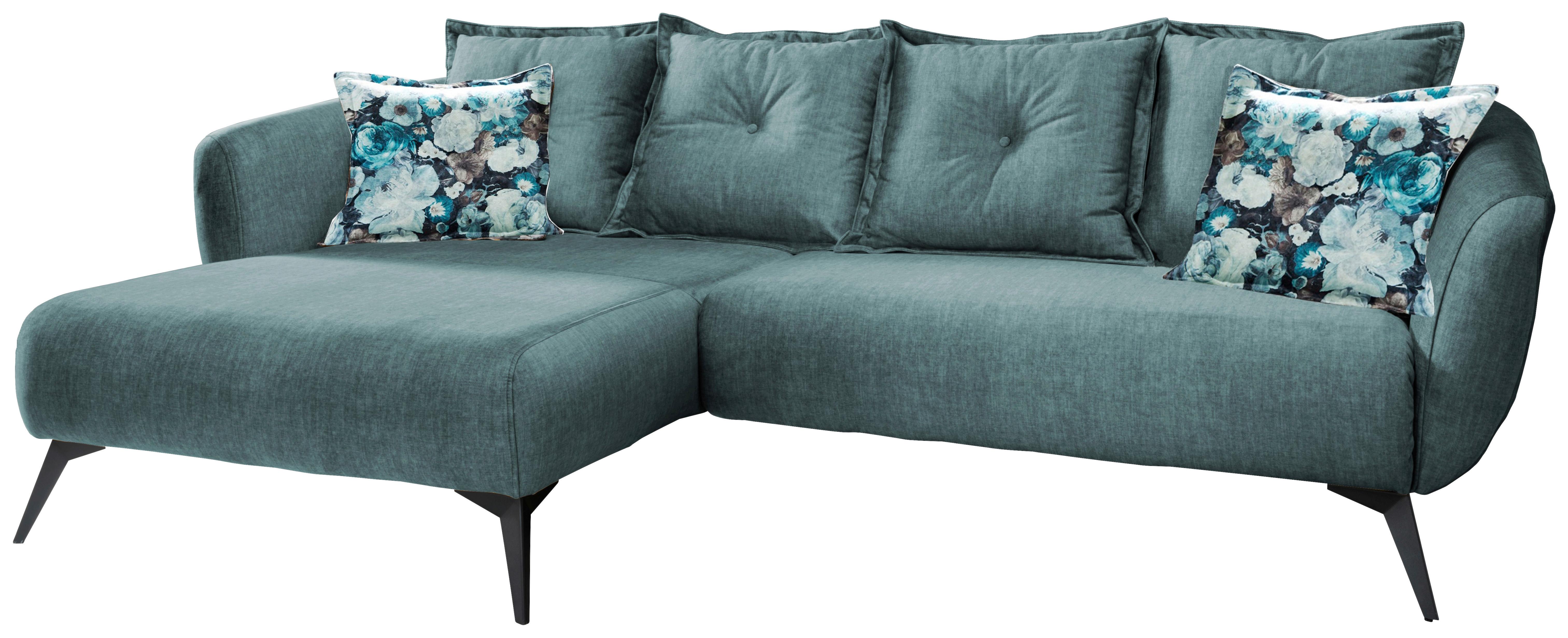 Ecksofa Baggio Mit Kissen Textil Blau/Grün - Blau/Multicolor, MODERN, Holz/Textil (162/277cm) - Livetastic
