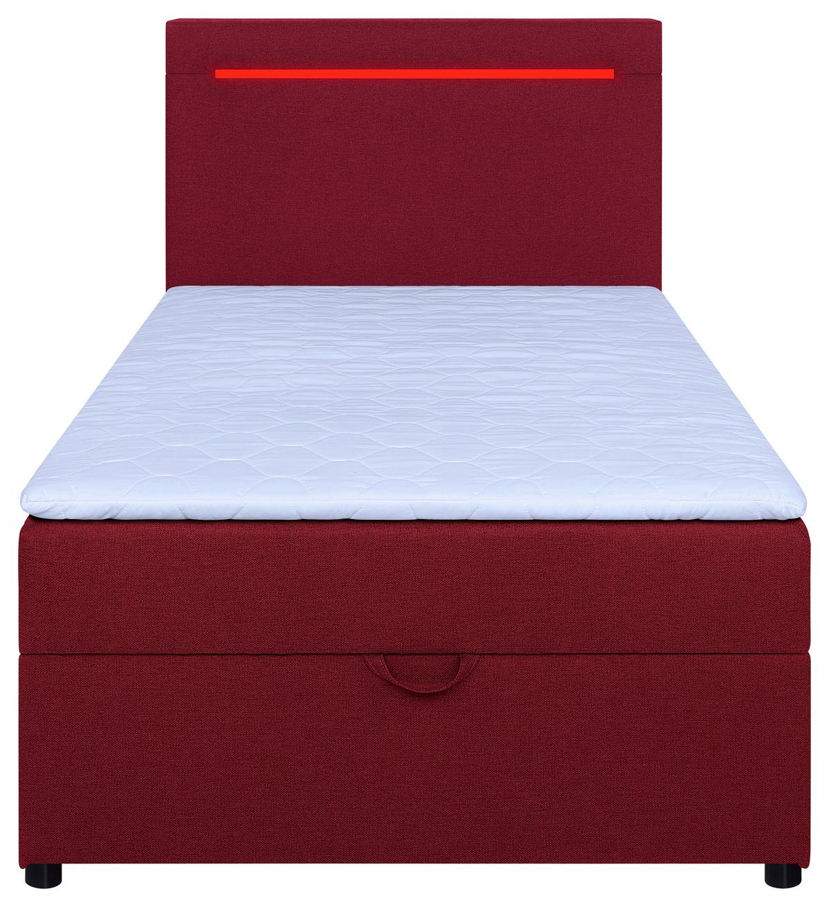 Boxbett Pisa 100 Led 100x200 Rot - Rot/Schwarz, MODERN, Holzwerkstoff/Textil (100/200cm) - MID.YOU