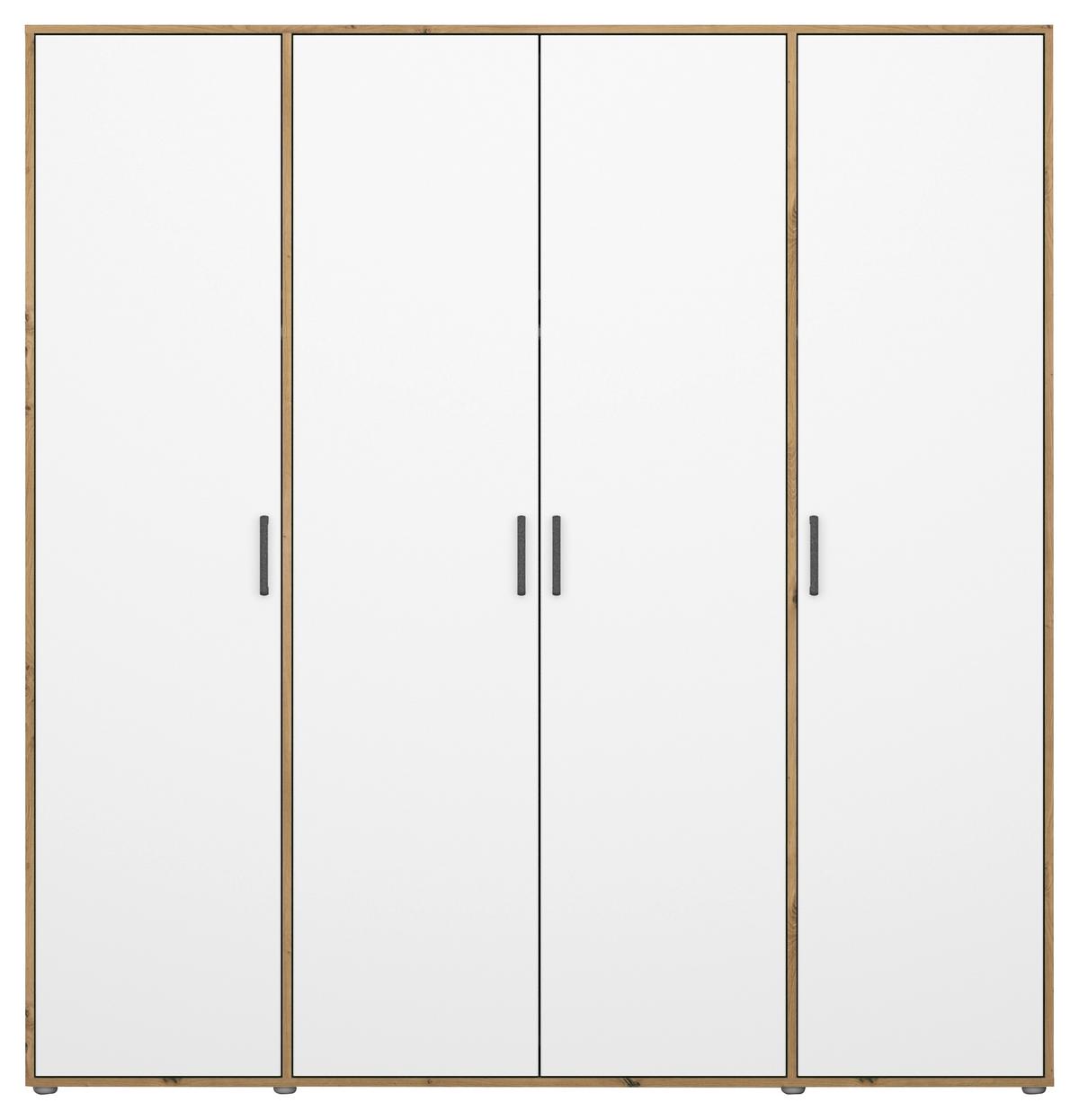 Drehtürenschrank Voyager 187 Cm Eiche Artisan,weiß - Weiß/Eiche Artisan, MODERN, Holzwerkstoff (187/194/53cm) - Rauch Möbel