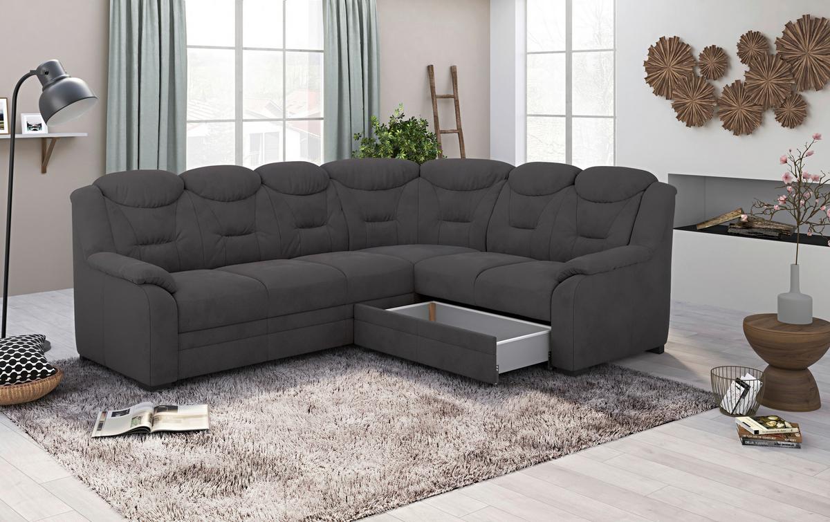 Ecksofa Marcus - Anthrazit/Schwarz, Basics, Textil (263/211cm) - MID.YOU