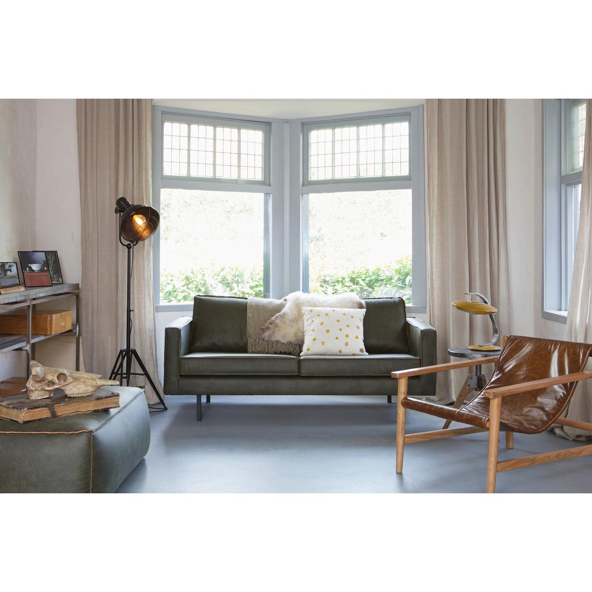 2,5-sitzer Rodeo Grün B: 190cm - Schwarz/Grün, Design, Leder/Metall (190/85/86cm) - Livetastic