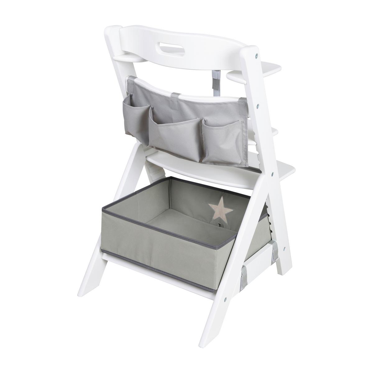 Hochstuhl, höhenverstellbar weiß - Hellgrau/Weiß, LIFESTYLE, Holzwerkstoff/Textil (44,5/80/54cm) - Roba