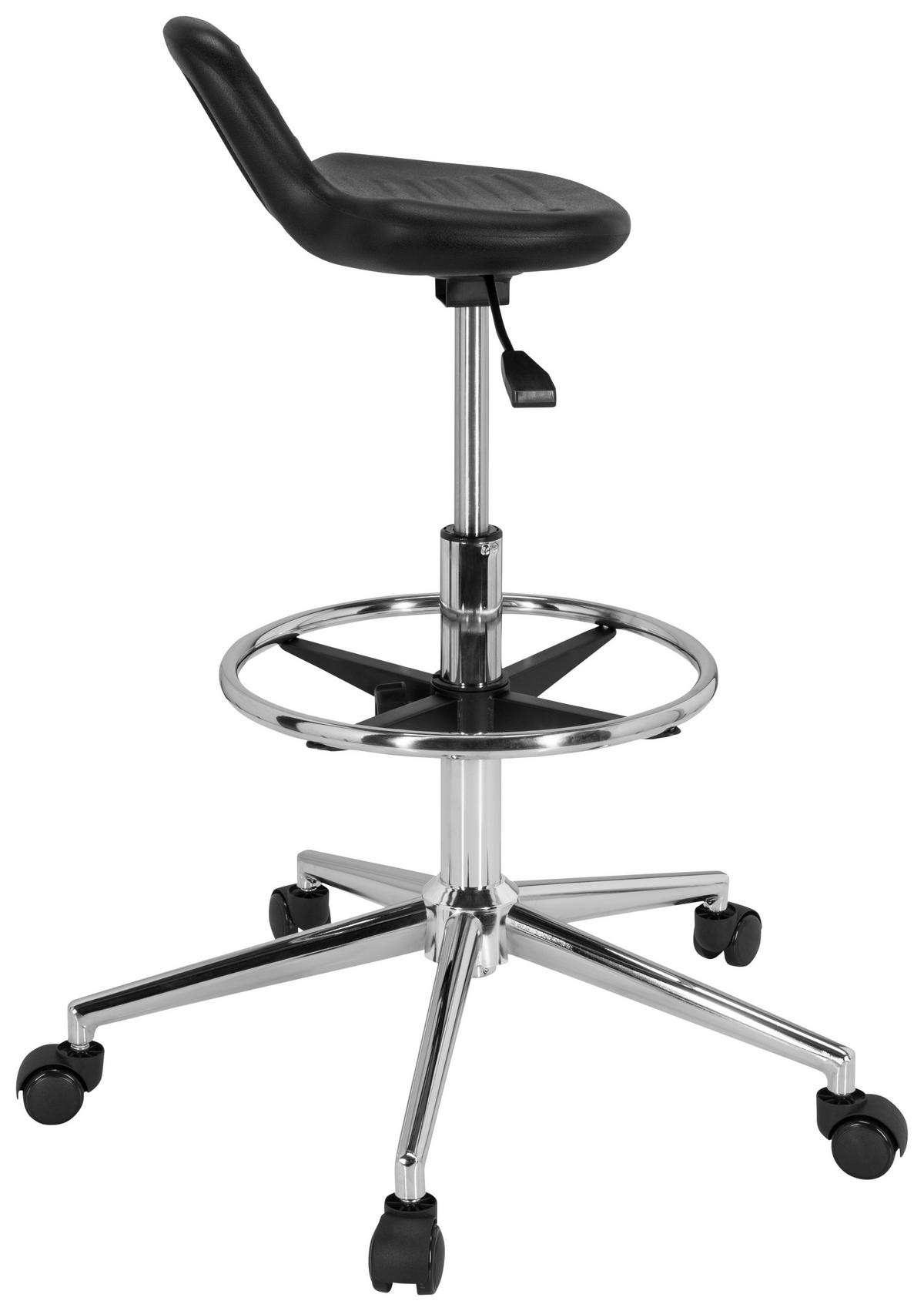Bürohocker Top Work 03 Schwarz Bis 100 Kg - Silberfarben/Schwarz, Basics, Kunststoff/Metall (40/61/60cm) - MID.YOU