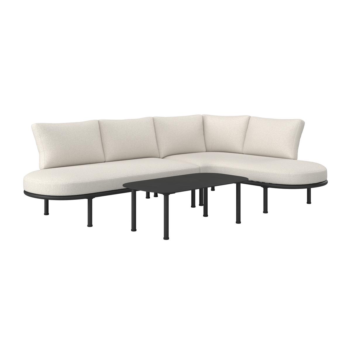 TERASOVÁ SEDACÍ SOUPRAVA CHARLOTTA - černá/krémová, Moderní, kov/textil (242,5/78/75,5cm) - Bessagi Garden