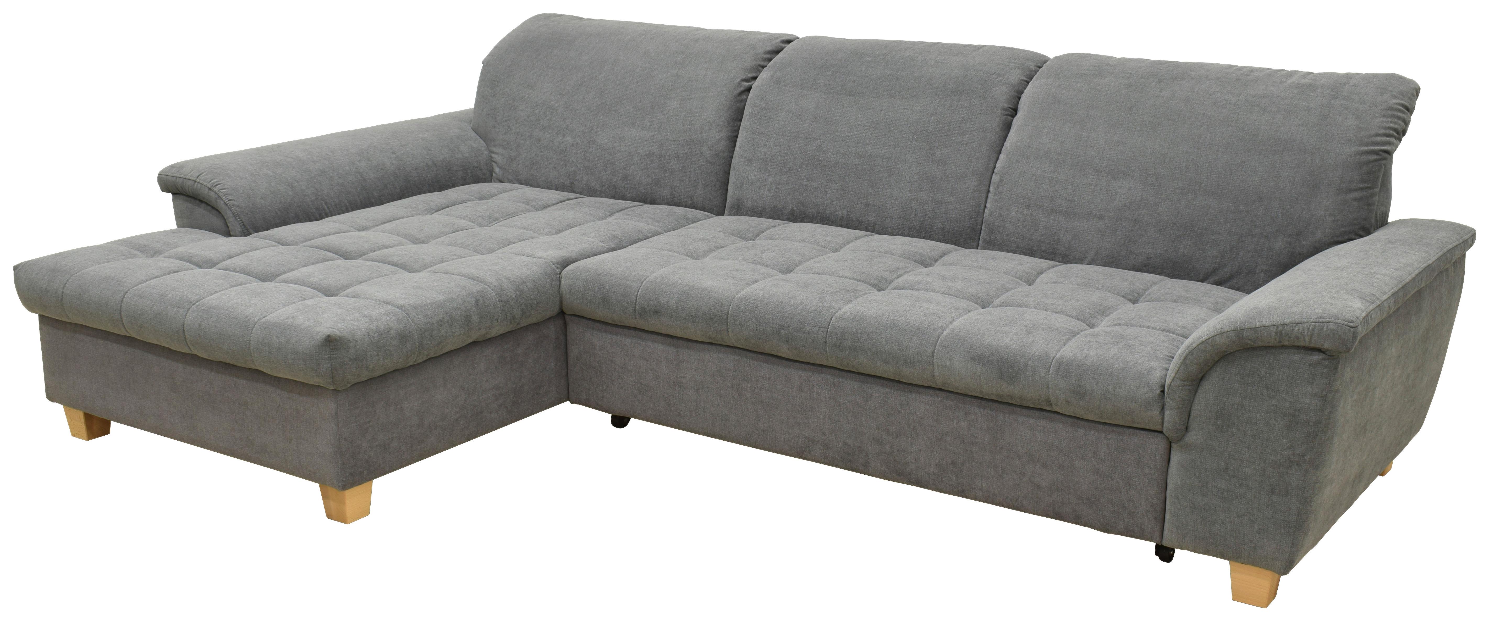 Ecksofa Mit Schlaffunktion & Bettkasten Franzi Dunklegrau - Eichefarben/Dunkelgrau, KONVENTIONELL, Textil (170/279cm) - MID.YOU