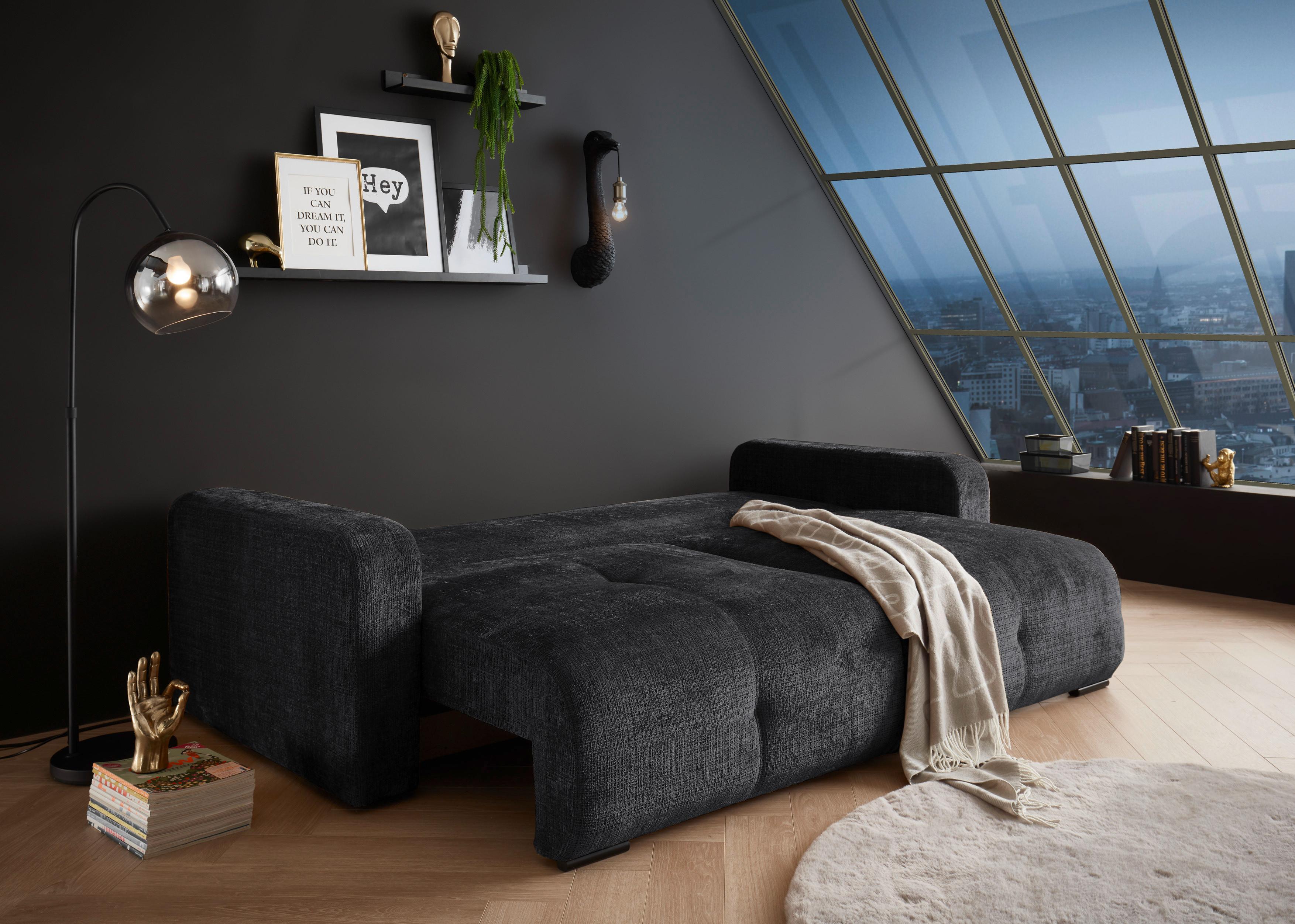 Schlafsofa Bullet Schwarz B: 235 Cm - Schwarz, KONVENTIONELL, Textil (235/88/120cm) - MID.YOU