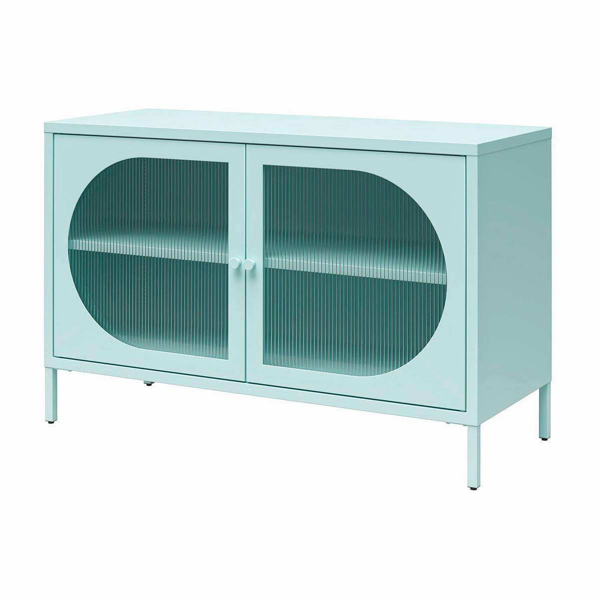 Kommode Luna Blau B: 100 cm - Blau, Design, Glas/Metall (100/64/40cm) - MID.YOU