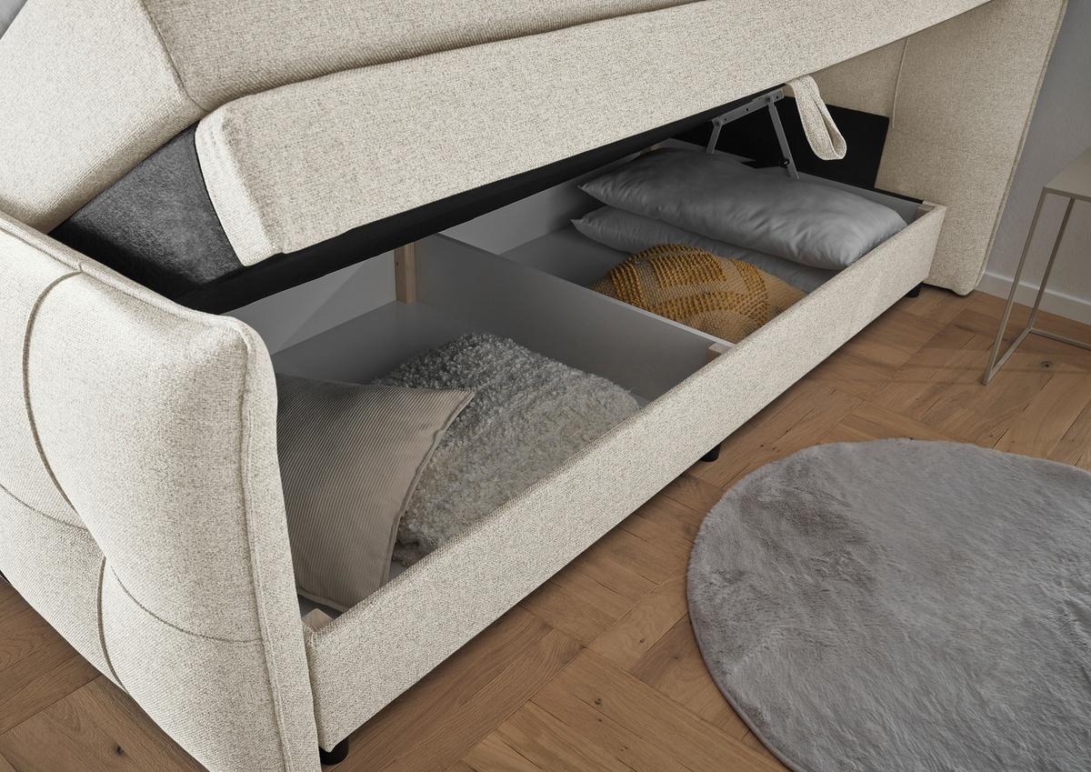 Boxspringbett Manchester 6 - Creme/Schwarz, MODERN, Holzwerkstoff/Textil (180/200cm) - MID.YOU