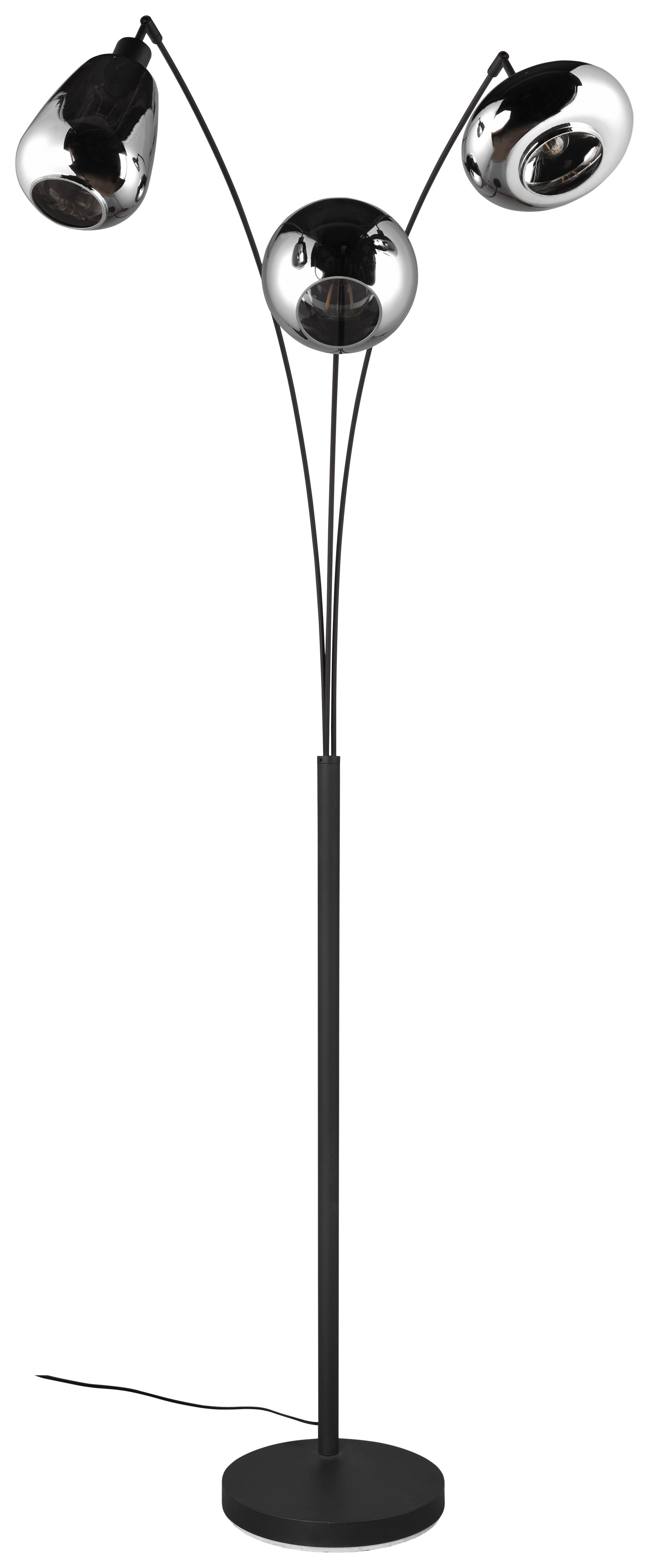 Stehleuchte 417000332 Lumina - Chromfarben/Schwarz, KONVENTIONELL, Glas/Metall (200/30/71cm) - Trio Leuchten