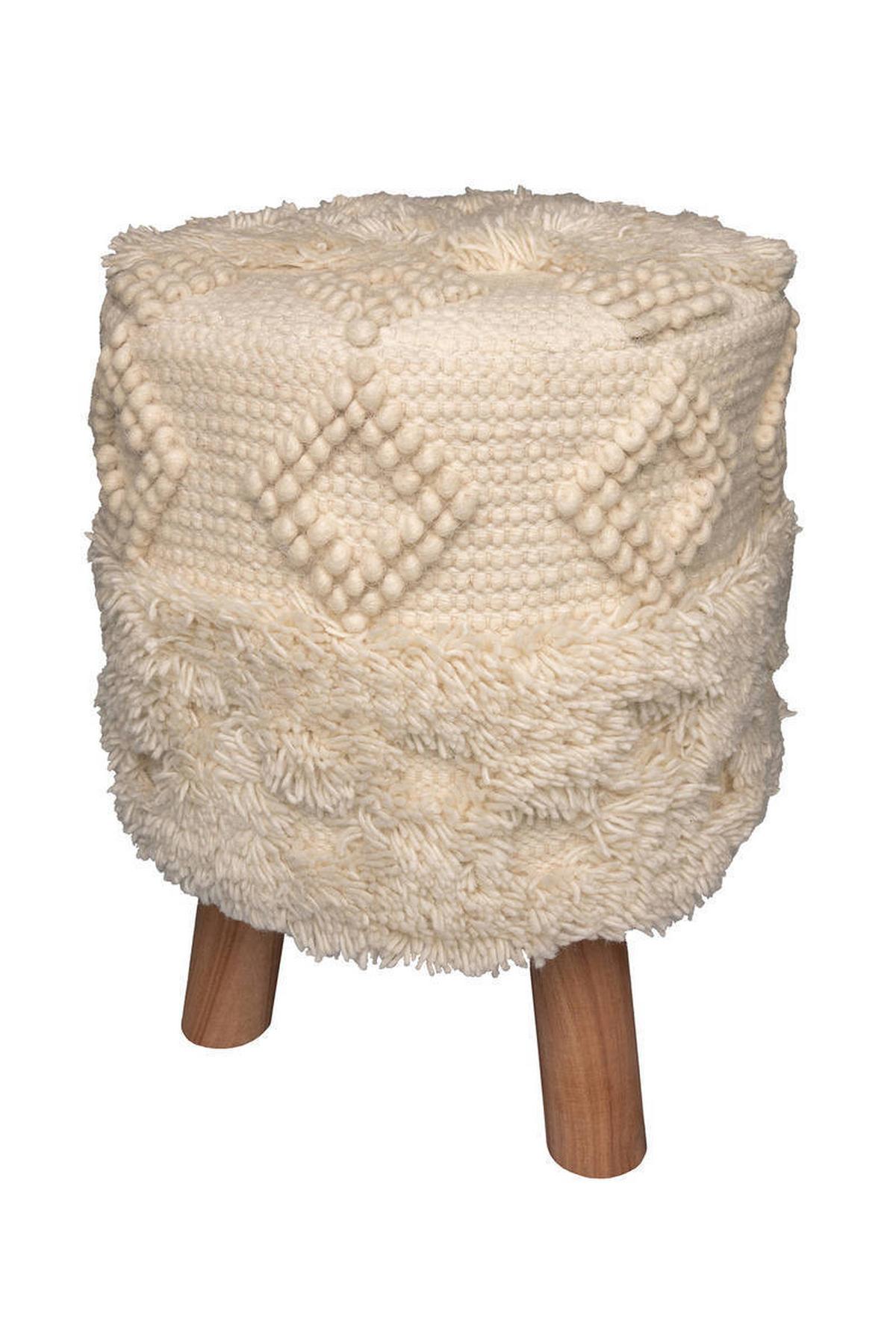 Hocker Bohist Makramee/ Echtholz Naturfarben H: 50 Cm - Naturfarben/Akaziefarben, Trend, Textil (38/50/38cm) - Kayoom