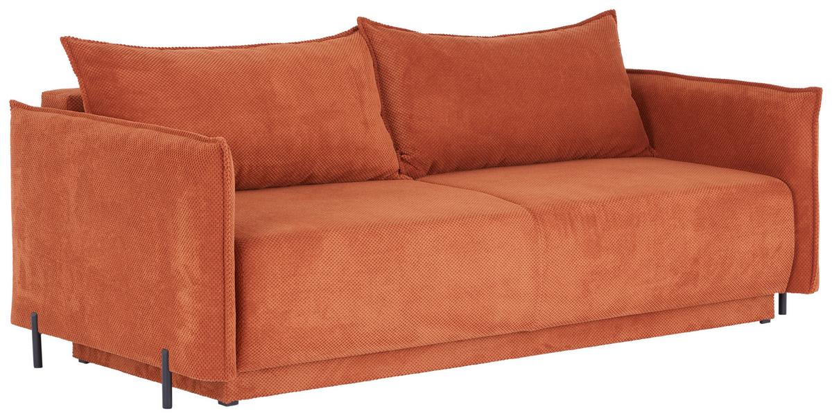 Pohovka GULIA, hrdzavá, s lôžkom a úložným priestorom - čierna/hrdzavá, Modern, kov/textil (217/75-95/112cm) - Luca Bessoni