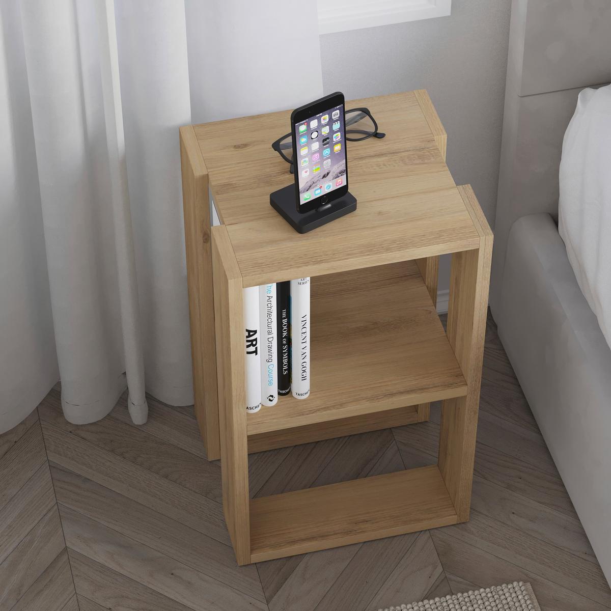 Nachttisch Lonie - Eichefarben, Design, Holzwerkstoff (34/55/30cm) - Livetastic
