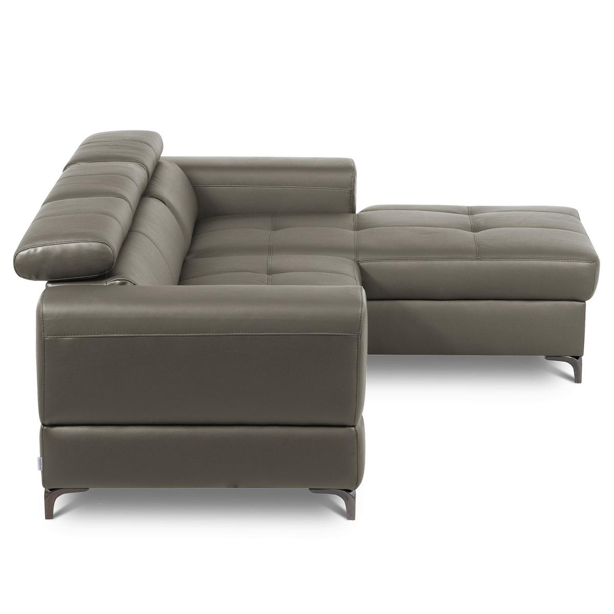 Ecksofa Torino Echtleder Schlammfarben 247x173 - Schlammfarben/Schwarz, Design, Leder/Textil (247/173cm) - Livetastic