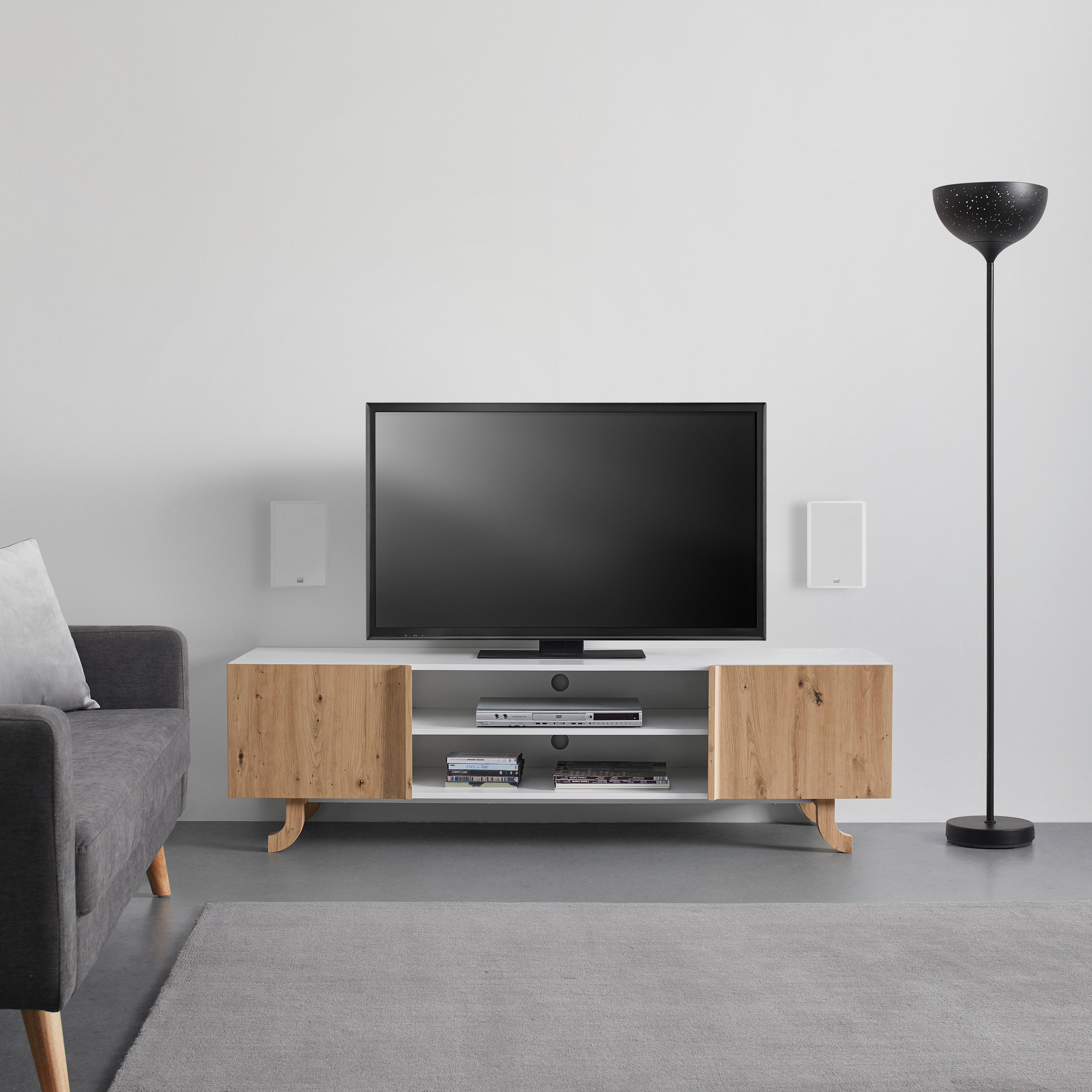 TV diel VIRA farby dubu/biela - biela/farba borovice, Modern, drevo (172/50/43cm) - Bessagi Home