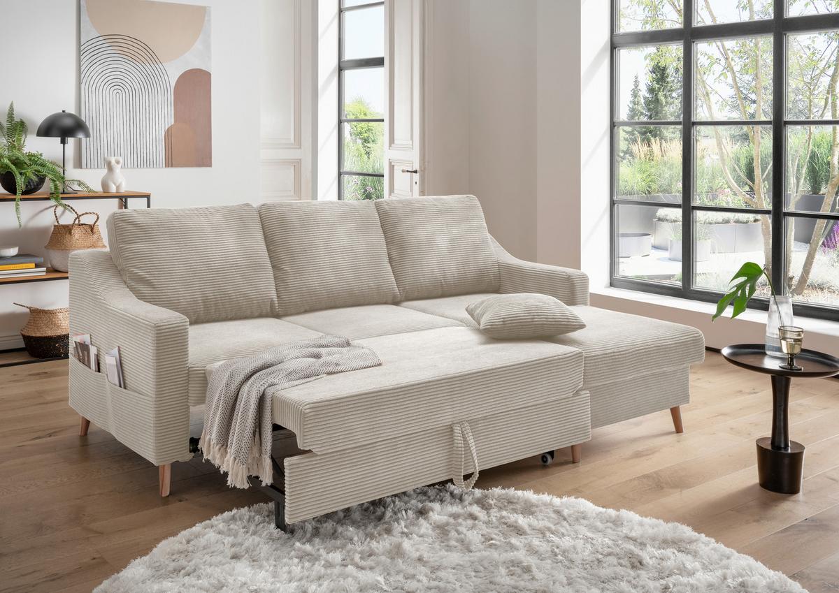 Ecksofa Valentina - Beige/Naturfarben, Design, Textil (228/150cm) - P & B
