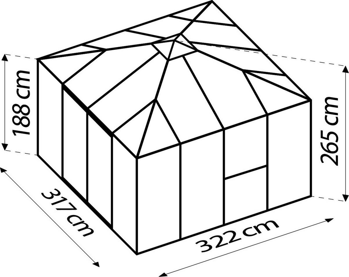 Gewächshaus 317x264,5x321,5 Cm Hohlkammerplatten/glas/metall - Alufarben, Basics, Glas/Kunststoff (317/264,5/321,5cm)