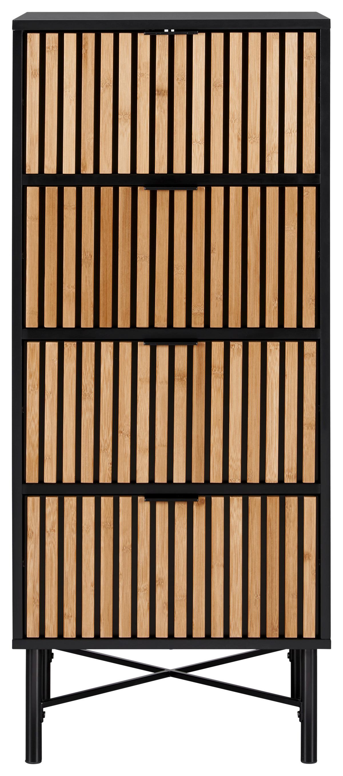 Komoda so zásuvkami MADRID - čierna/prírodná farba, Modern, kov/drevo (48/114/40cm) - Mömax